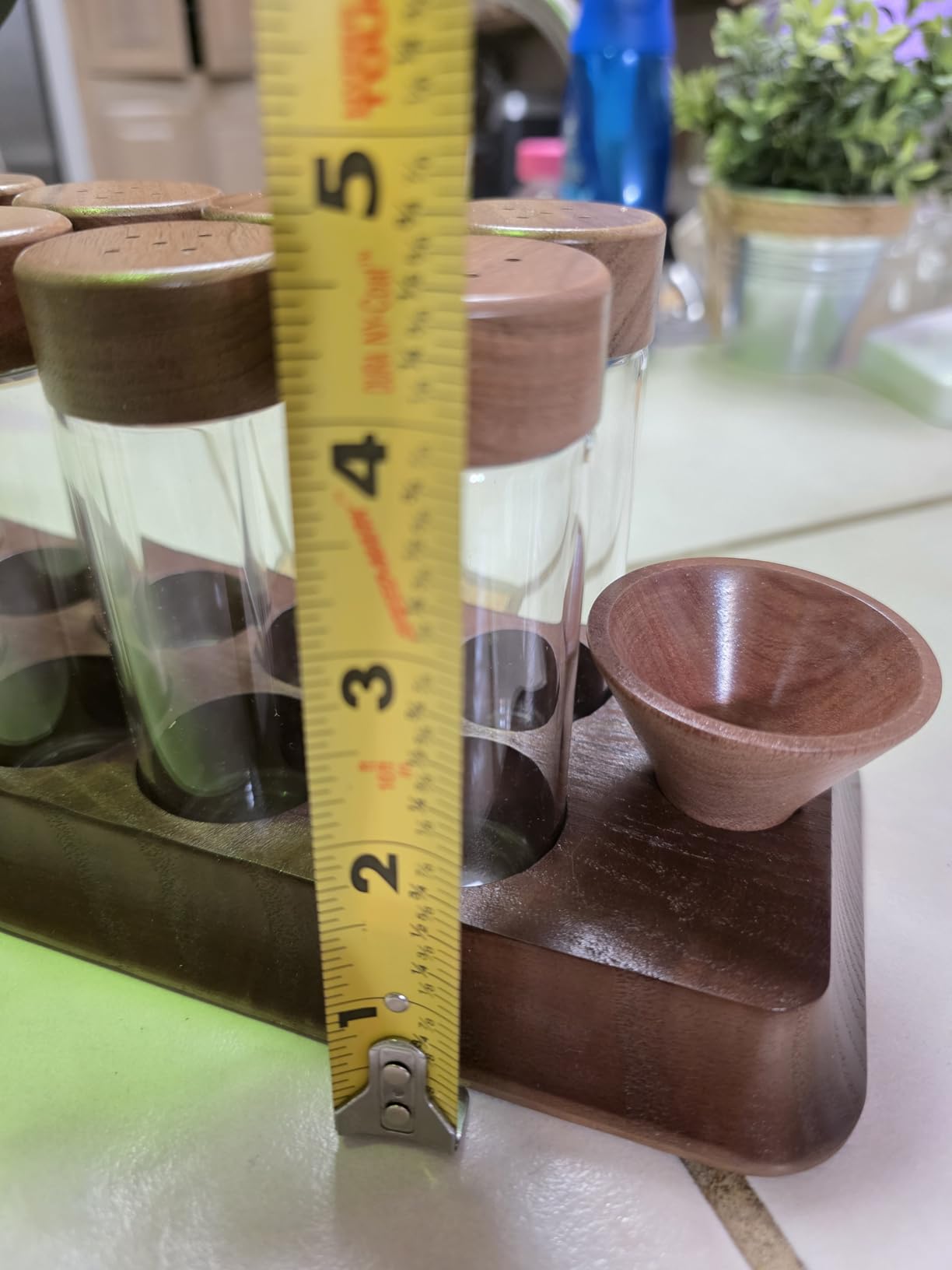 Single Dose Coffee Bean Storage Tubes Coffee Storage Container with One-Way Exhaust Valve, Coffee Bean Cellar 10 Pcs Dosing Glass Vials (2 Oz) Walnut Wood Stand Funnel And Lids customer photo 2