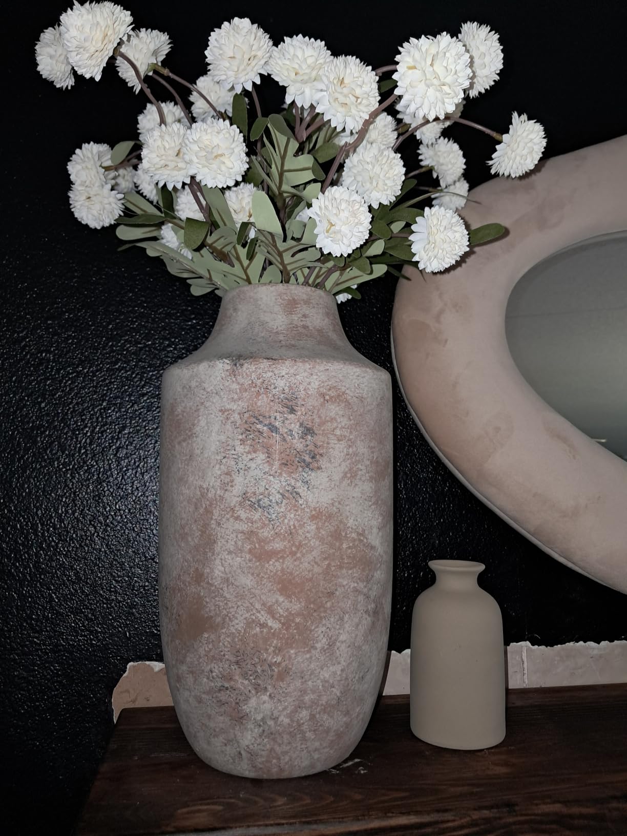 Ceramic Flower Vase with Handles, 11 inch Tall Vase for Centerpieces, Large Decorative Terracotta Vases, Farmhouse Rustic Vases for Home Decor, Living Room, Table, Neutral customer photo 2