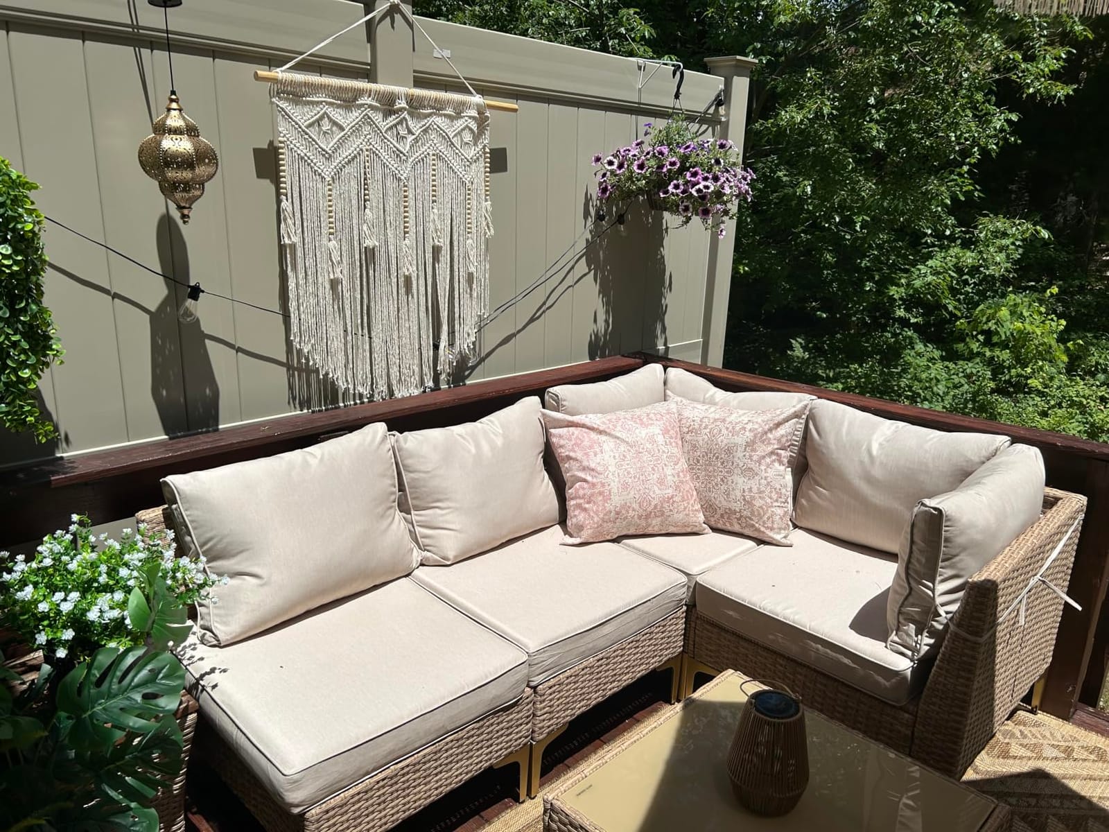 JOYURE 7 Piece Wicker Patio Furniture Set, Outdoor Conversation Sectional Sofa w/Coffee Table, All-Weather Outdoor Sofa with Thick and Anti-Slip Cushions for Deck, Poolside, Garden, Beige customer photo 2
