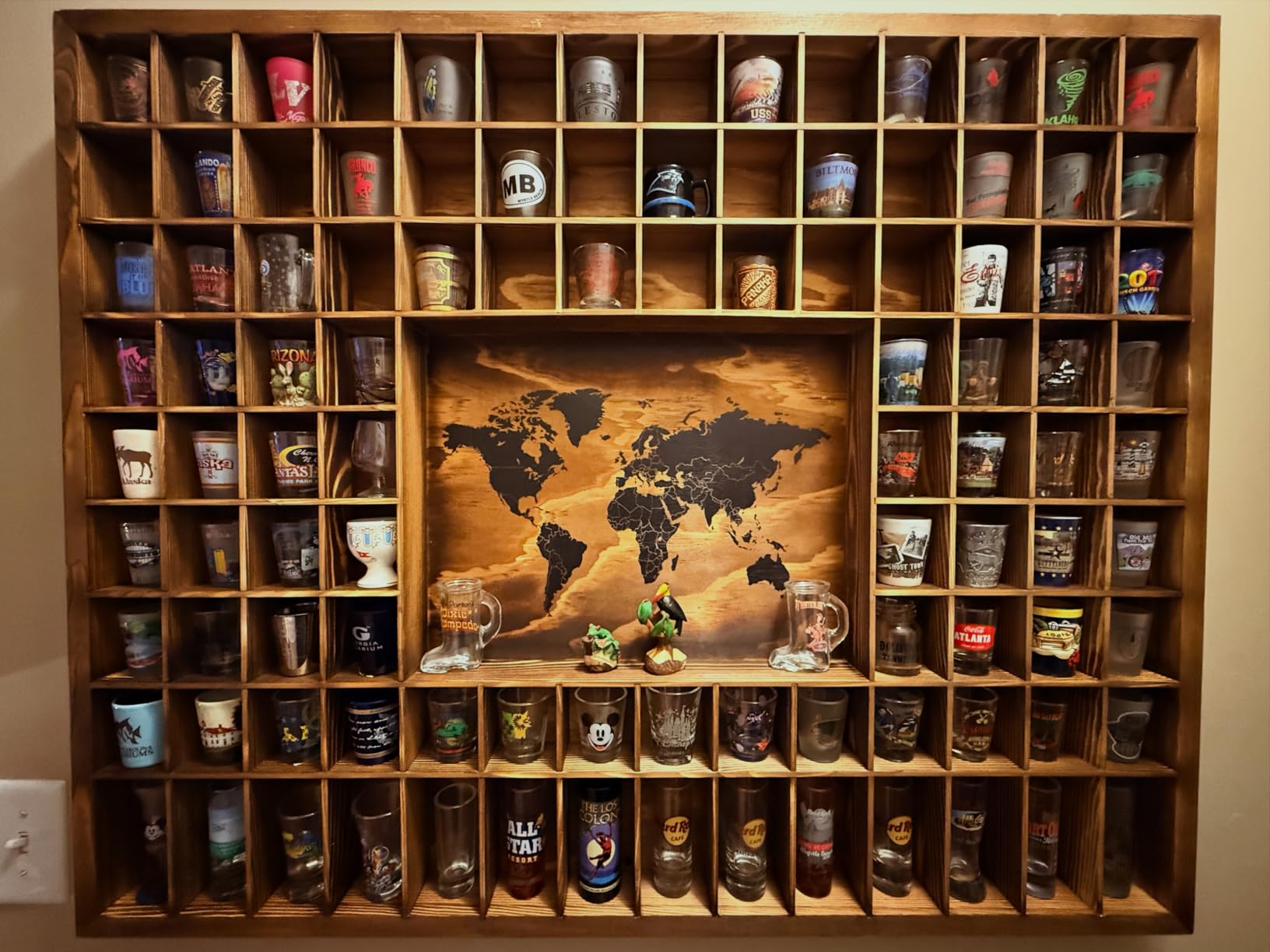 Large Shot Glass Display Case with World Map,60 Slots,34 X 26Inch customer photo 1