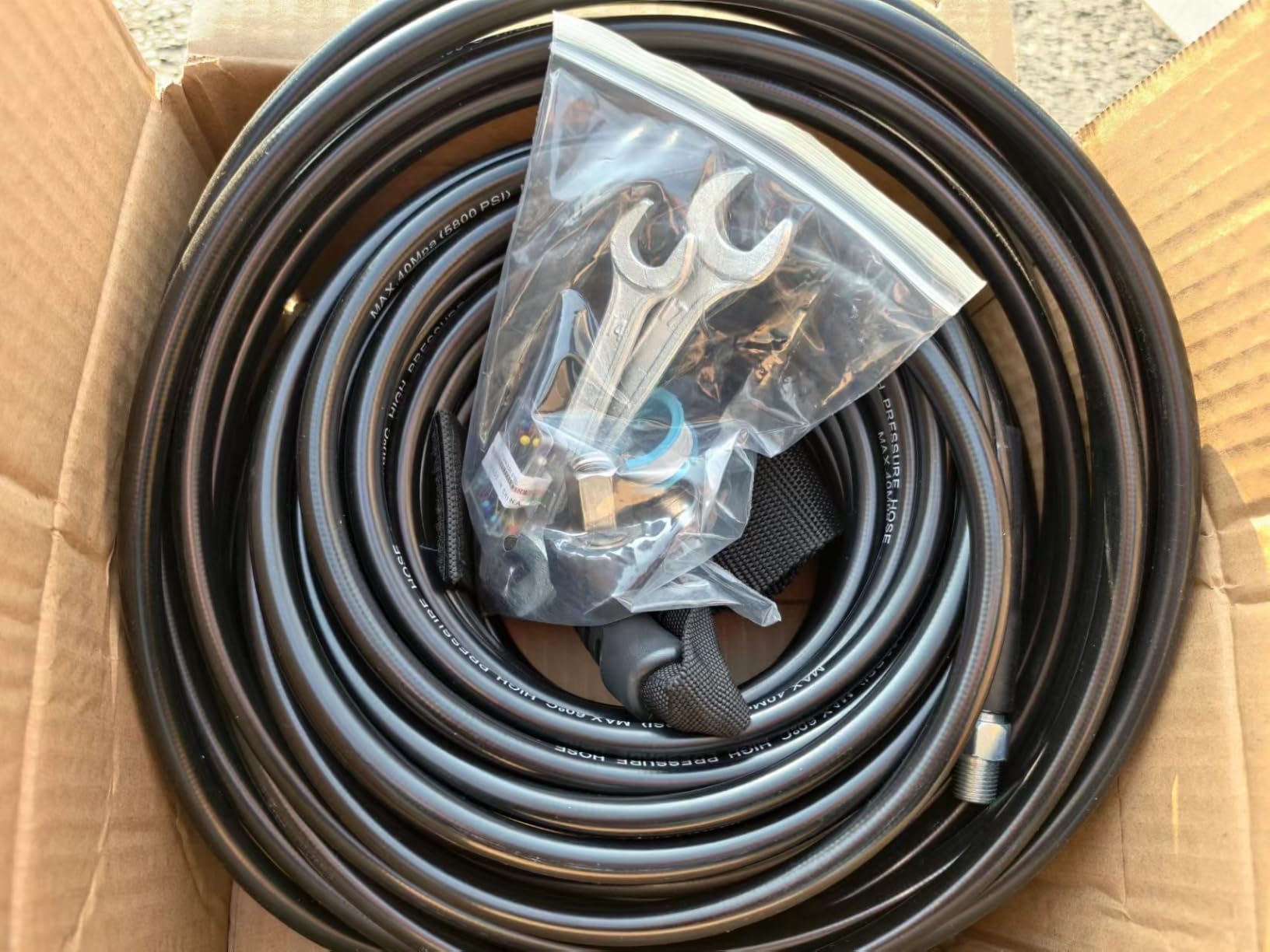 Sewer Jetter Kit for Pressure Washer 100ft 1/4 Inch NPT | Pressure Washer Drain Jetter 5800PSI Hose, 4 Different Rotating Nozzles, Adapter, Clears Clogs in Pipes & Sewer Lines customer photo 1