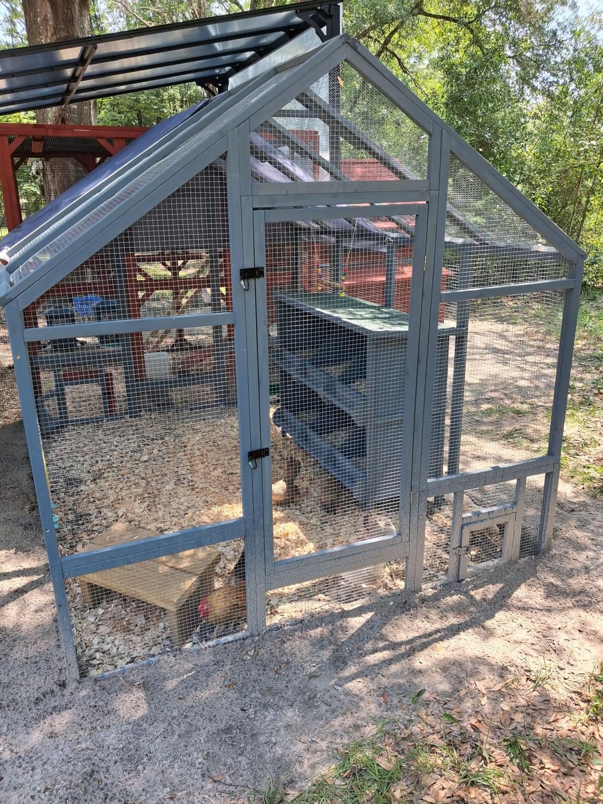Chicken Coop for 10-12 Chickens, Large Wooden Chickens Run, Outdoor Walk in Poultry Cage Duck Runs for Yard with Cover & Chicken Vegetable Feeder, Chicken House for Outside Farm Backyard customer photo 1