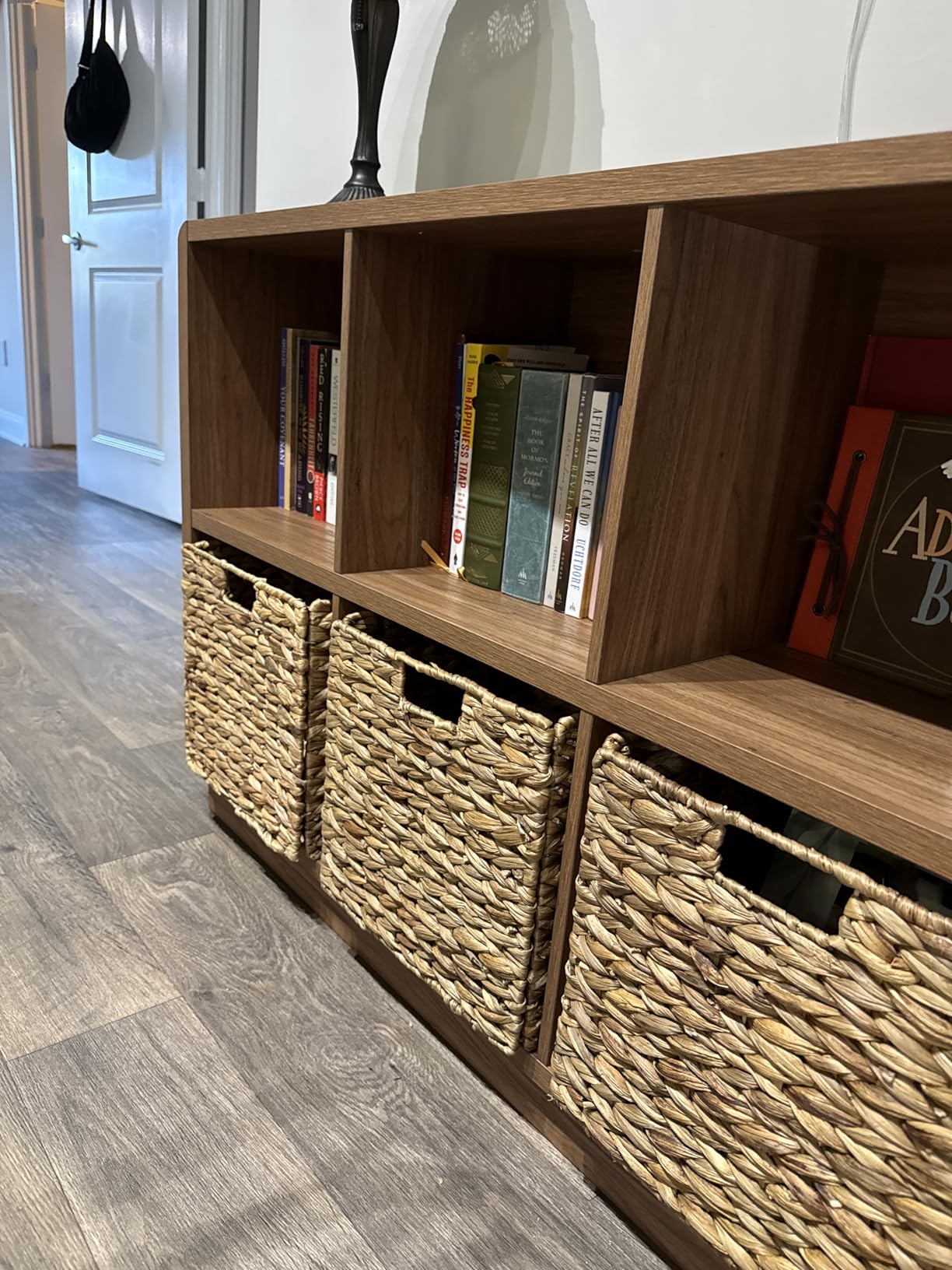 ChooChoo 6 Cube Storage Organizer, Wooden Bookcase with Storage, Cube Storage Bookshelf for Bedroom and Home Office, Brown Walnut customer photo 2