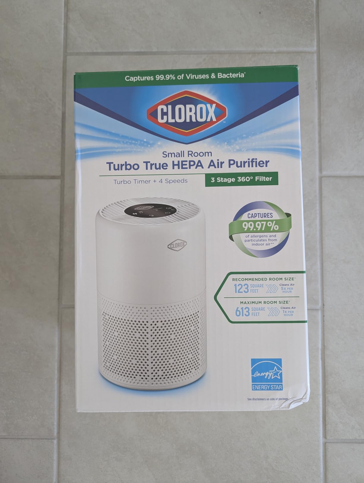 Clorox Medium Room Turbo Air Purifiers for Home With True HEPA Filter | 1,000 Sq Ft | Reduces 99.9% of Mold, Viruses, Wildfire Smoke, Allergens, Pet Allergies, Dust | Whisper Quiet customer photo 1