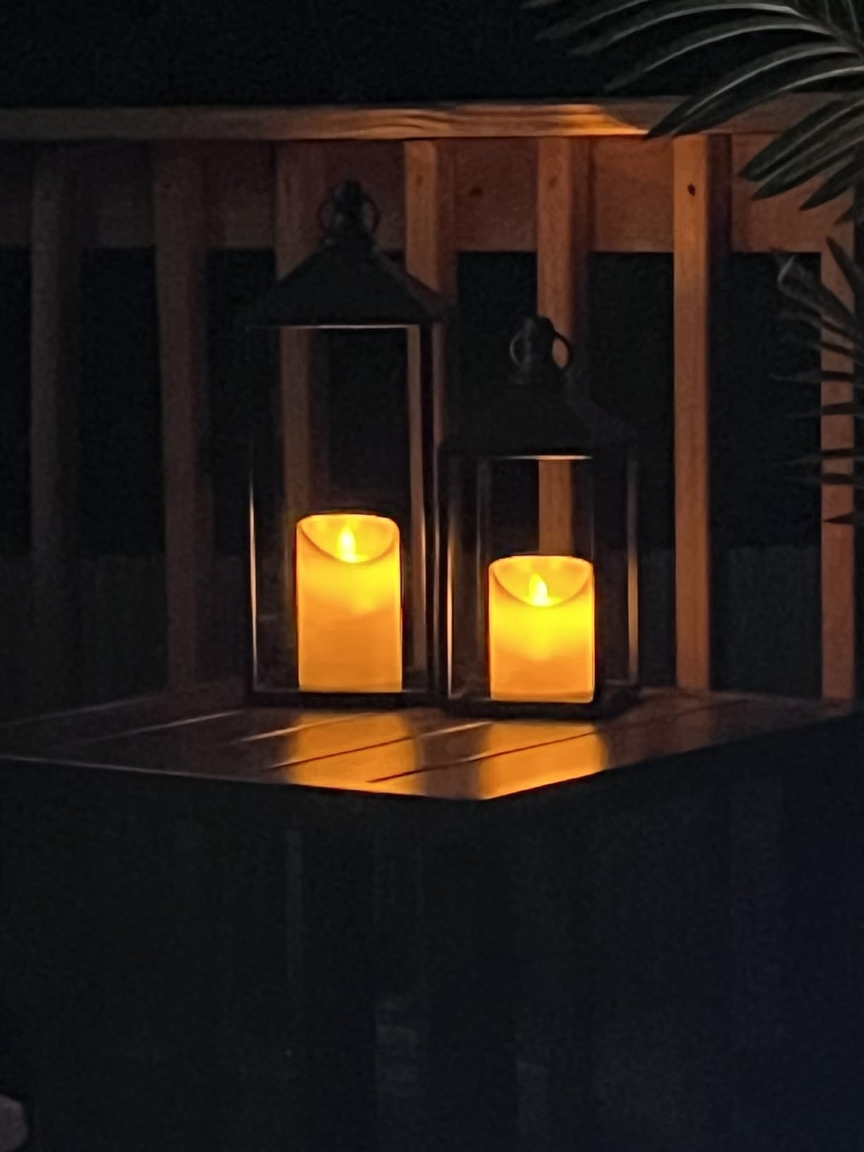 22'' 19'' Large Lanterns Decorative Outdoor Indoor, Set of 2 Black Metal Candle Lanterns Modern Farmhouse Floor Lanterns Decorative for Home Decor, Mantle, Fireplace, Patio, Porch, Garden customer photo 1
