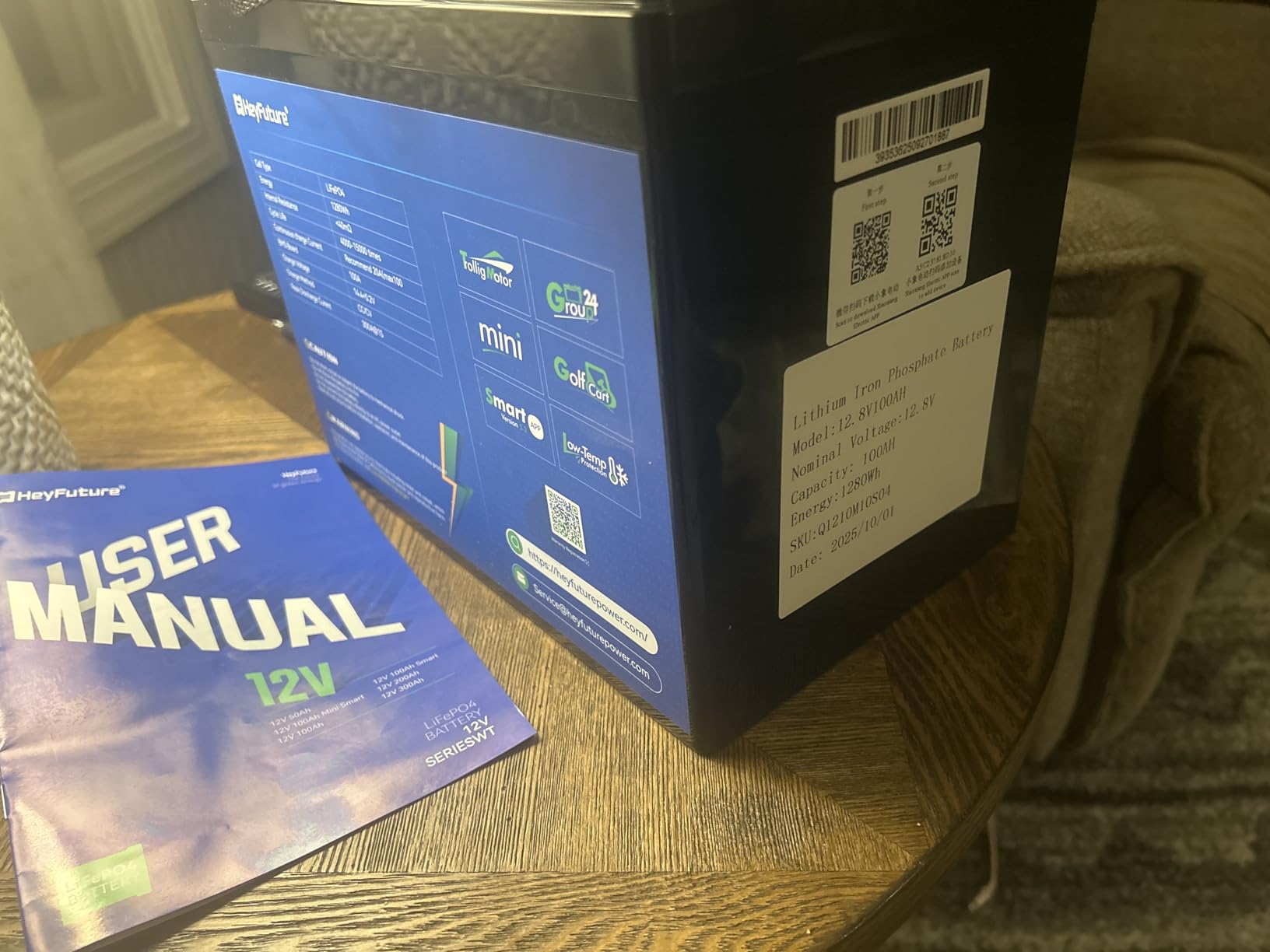 12V100Ah Bluetooth LiFePO4 Battery, Deep Cycle Lithium Battery,15000 Charging Cycles, Lightweight Compact, Perfect For Rv, Trolling Motors, Yacht, Solar Systems (12V 100Ah Group24 Bluetooth) customer photo 1