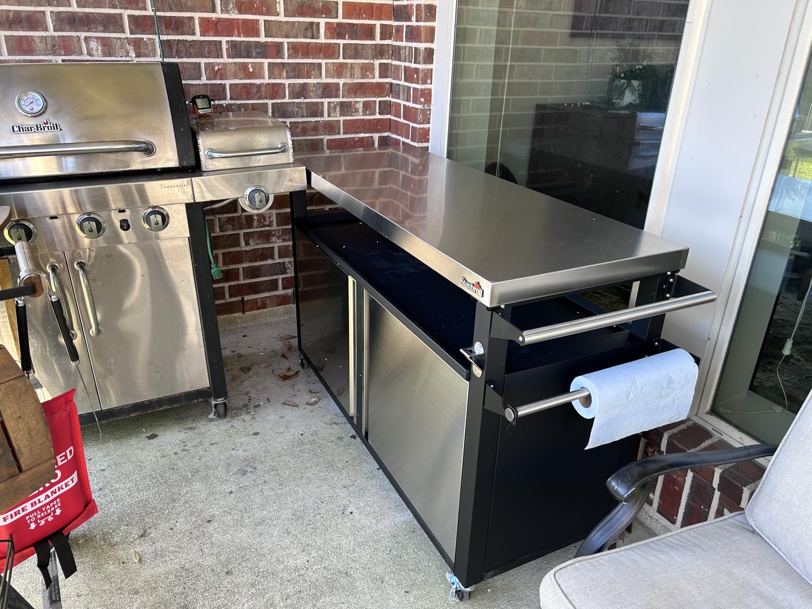 Stanbroil BBQ Grill Cart with Stainless Steel Table Top for Outdoor Indoor | Rolling Outdoor Kitchen Island, Double-Door Storage Cabinet & Pull-Out Shelf, Grill Table Cart, Large customer photo 1