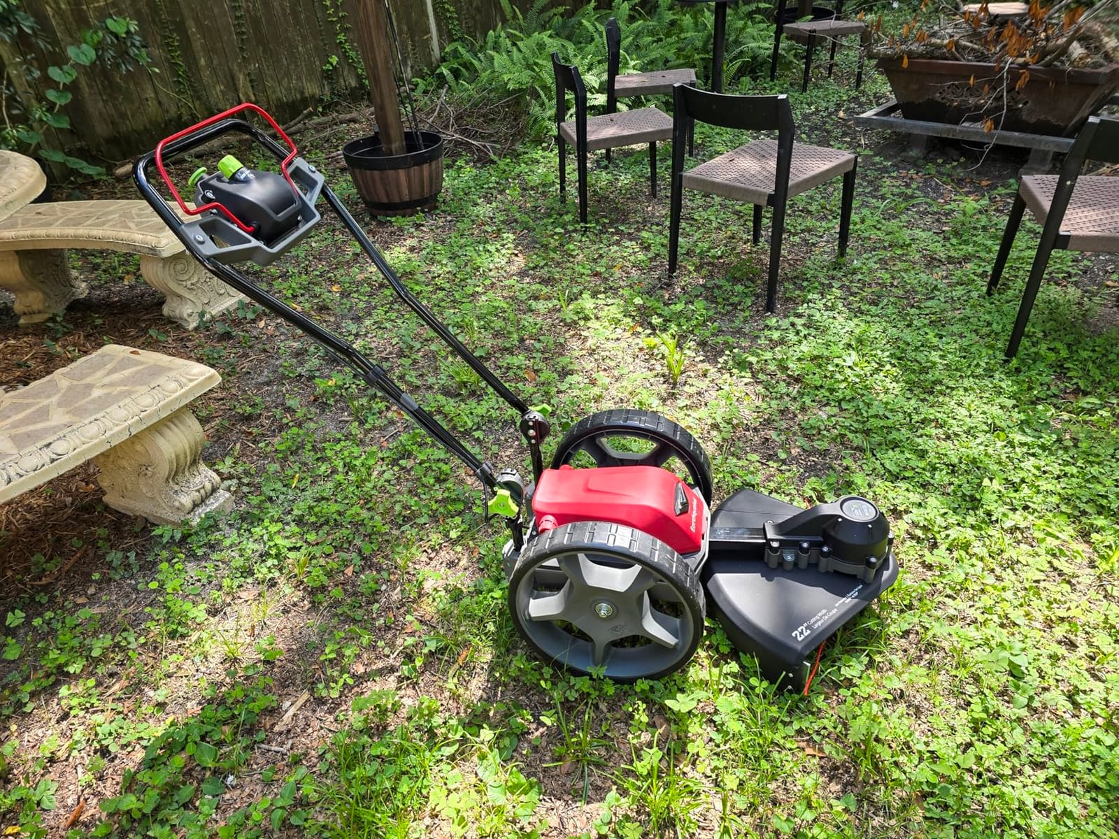 Earthquake 60V Walk Behind String Mower, Includes Two 4Ah Batteries, 22