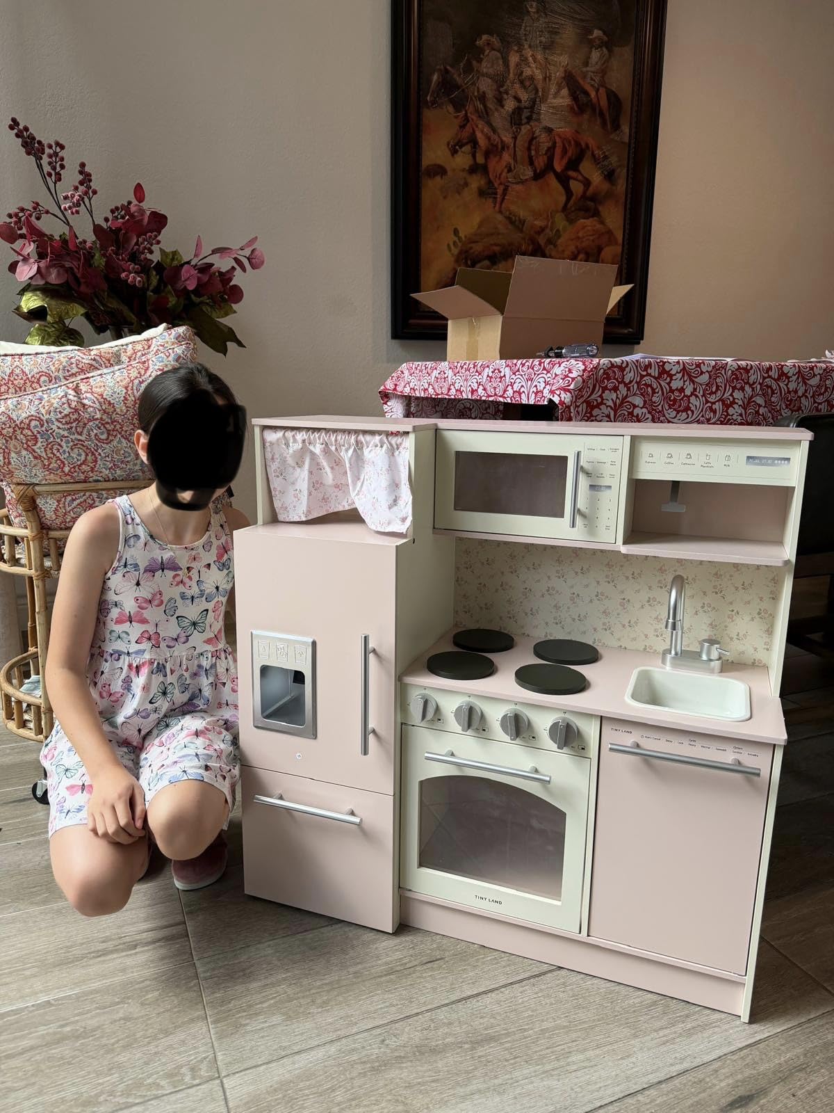 Tiny Land Wooden Play Kitchen for Toddlers, Kids Play Toy Kitchen Set | with Realistic Accessories Storage Fridge, Stove, Microwave, Coffee Station, Birthday Gift for Boys Girls Ages 3+,White customer photo 1