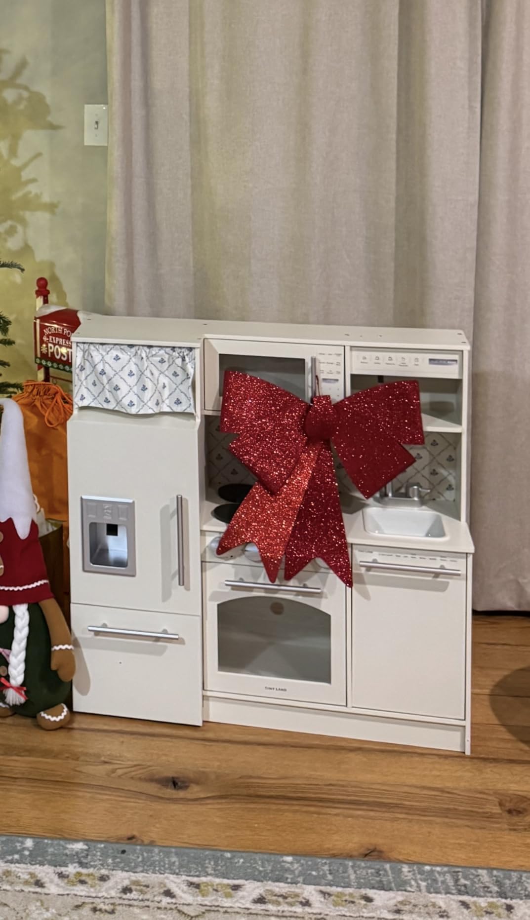 Tiny Land Wooden Play Kitchen for Toddlers, Kids Play Toy Kitchen Set | with Realistic Accessories Storage Fridge, Stove, Microwave, Coffee Station, Birthday Gift for Boys Girls Ages 3+,White customer photo 2