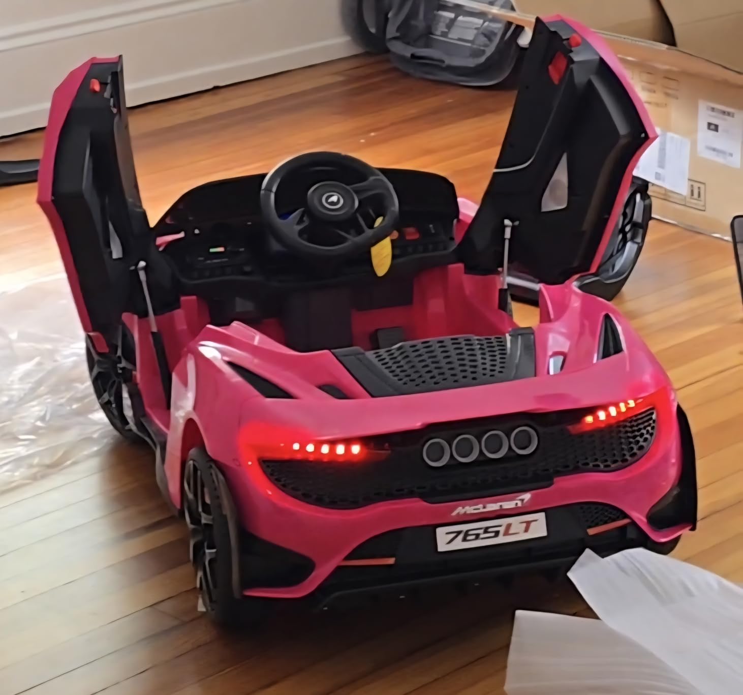 Kids Ride-on Car Licensed McLaren765LT for 3-6Years Old, Electric car 12V Battery Powered Electric Vehicle, w/Parent Remote, Music Player, LED Lights, Smooth Start, 3 Speeds, Pink customer photo 2
