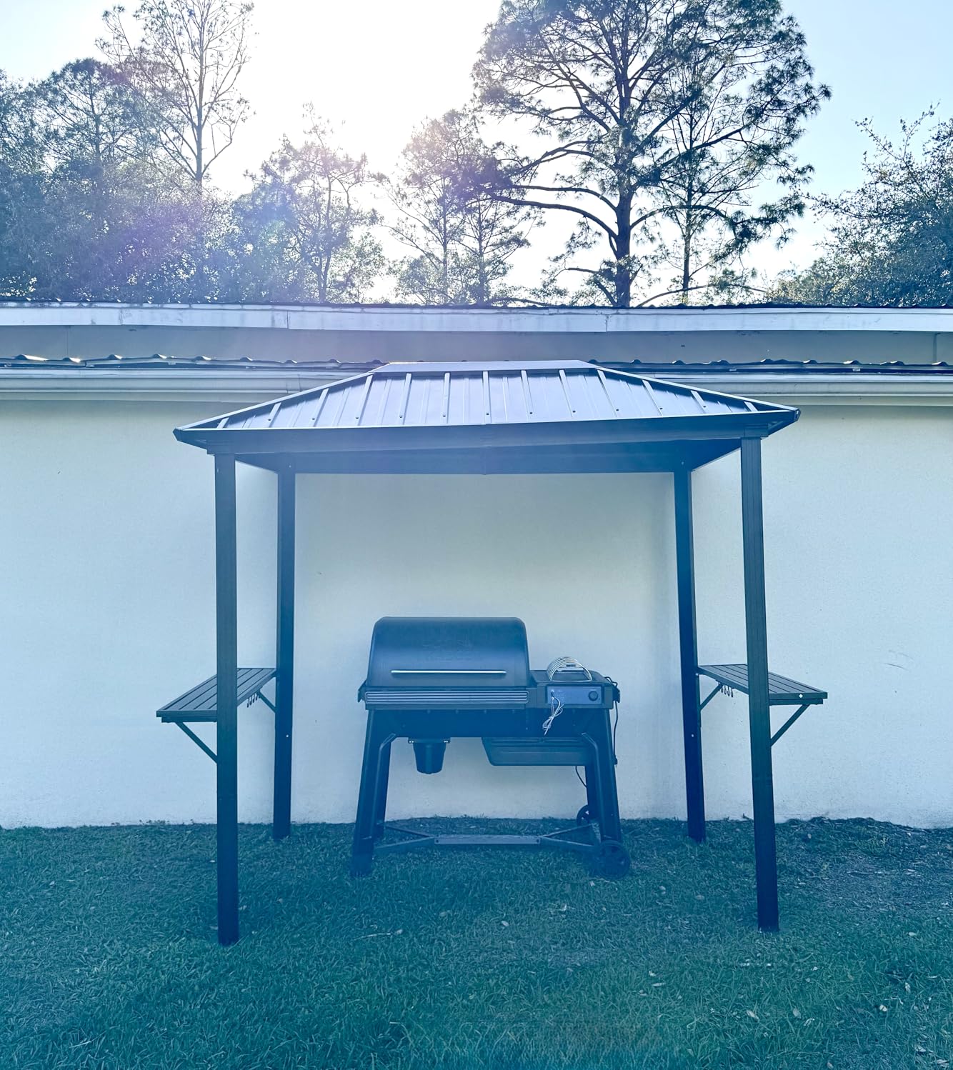 Aoxun 5 x 8FT Grill Hardtop Gazebo with Galvanized Steel Roof, Gray | Aluminum Pavilion with Shelves, Outdoor Metal Hard Top Gazebo, Permanent BBQ Pavilion, Lawn, Garden, Patio, Backyard customer photo 2