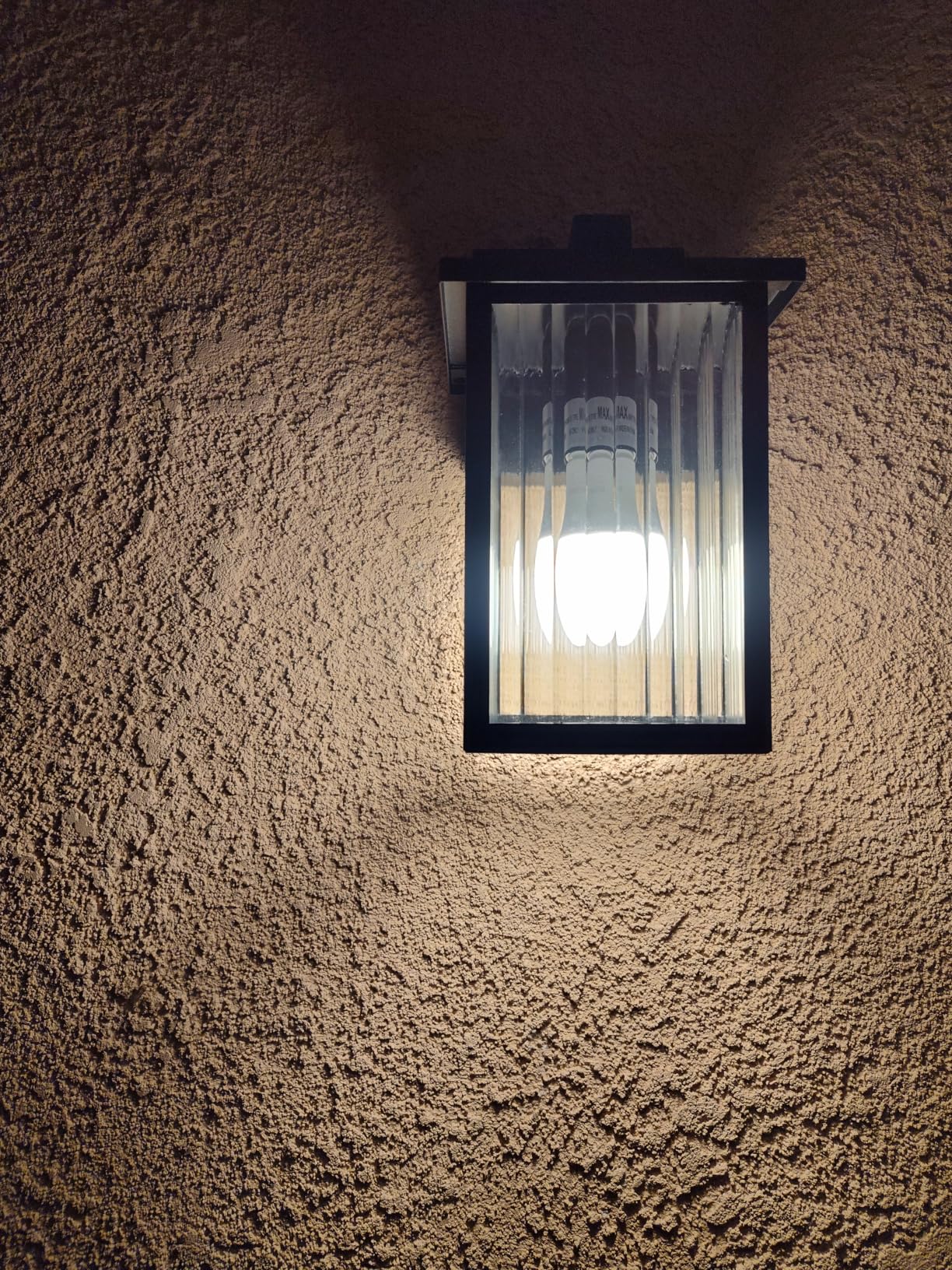 Black Wall Mount Porch Lights with Ribbed Fluted Glass | 10.6 inch, Anti-Rust Metal Frame, Tempered Glass, E26 Socket, Pre-Assembled DIY Install customer photo 2