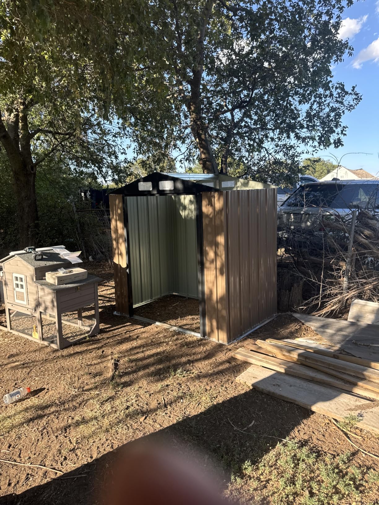 Aoxun 6.2x4 FT Shed Outdoor Storage Shed with Lockable Doors & Slooping Roof Metal Garden Tool Shed for Backyard, Patio, Poolside (Brown) customer photo 2