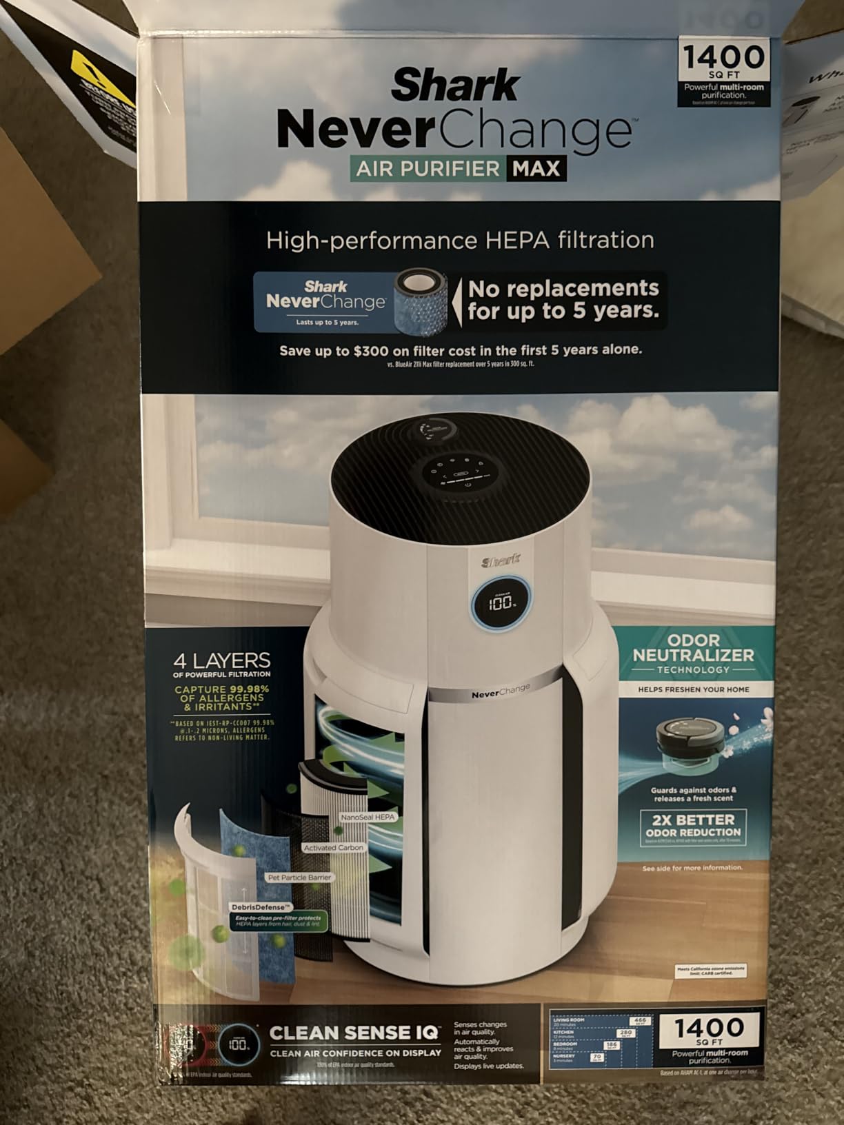 Shark NeverChange Compact Pro Air Purifier, HP071BRN, Winter Fog | For Bedroom, Nursery, Home Office, Dorm, HEPA-Exceeding Filter, Captures Pollutants, Pet Dander, Dust, Odor, Smoke, and More customer photo 1