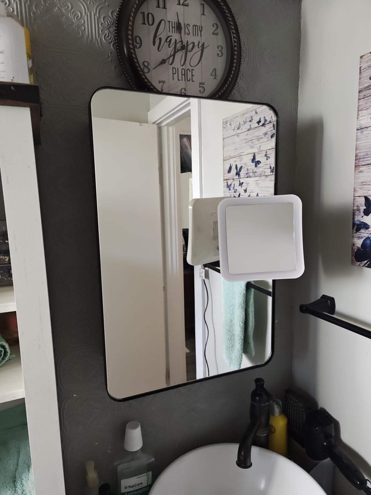 16x24 Black Medicine Cabinet with Mirror, Recessed & Surface Mount | Bathroom mirror with storage: 6 adjustable shelves fit tall bottles; DTC soft-close hinges; rust-resistant aluminum frame customer photo 1