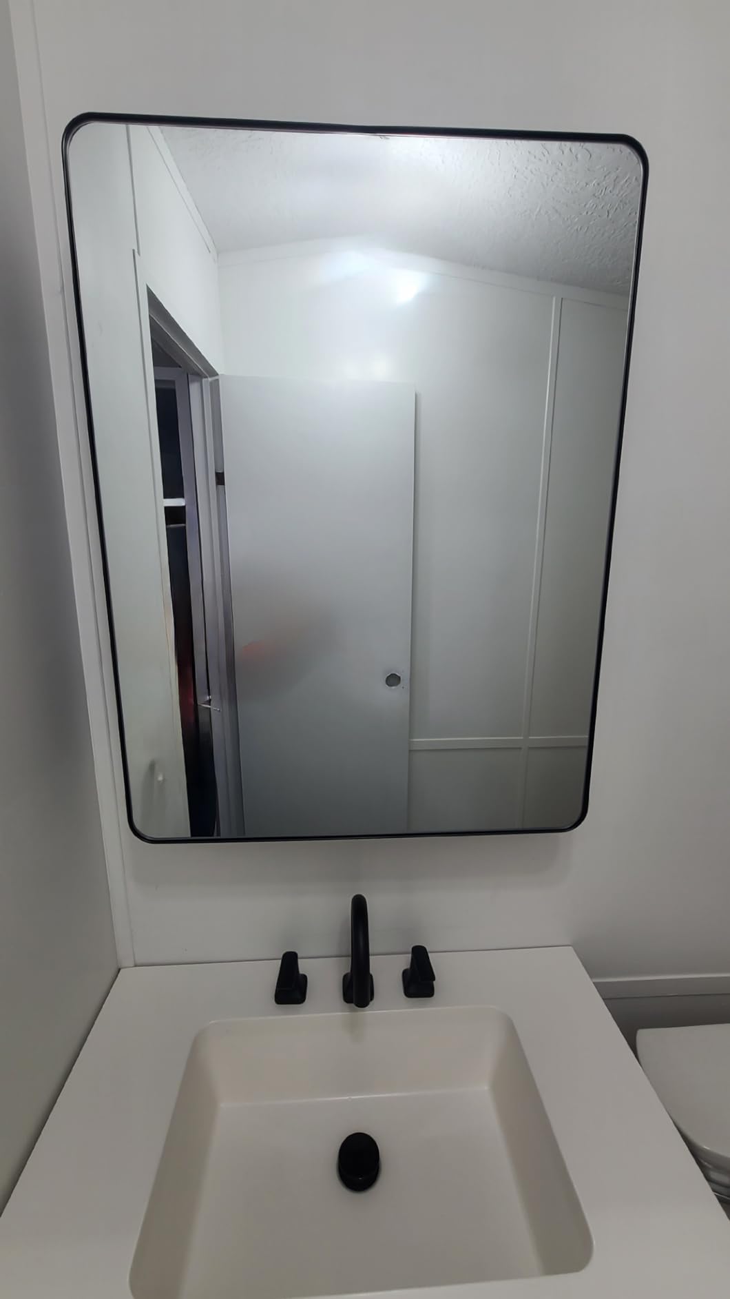 16x24 Black Medicine Cabinet with Mirror, Recessed & Surface Mount | Bathroom mirror with storage: 6 adjustable shelves fit tall bottles; DTC soft-close hinges; rust-resistant aluminum frame customer photo 2