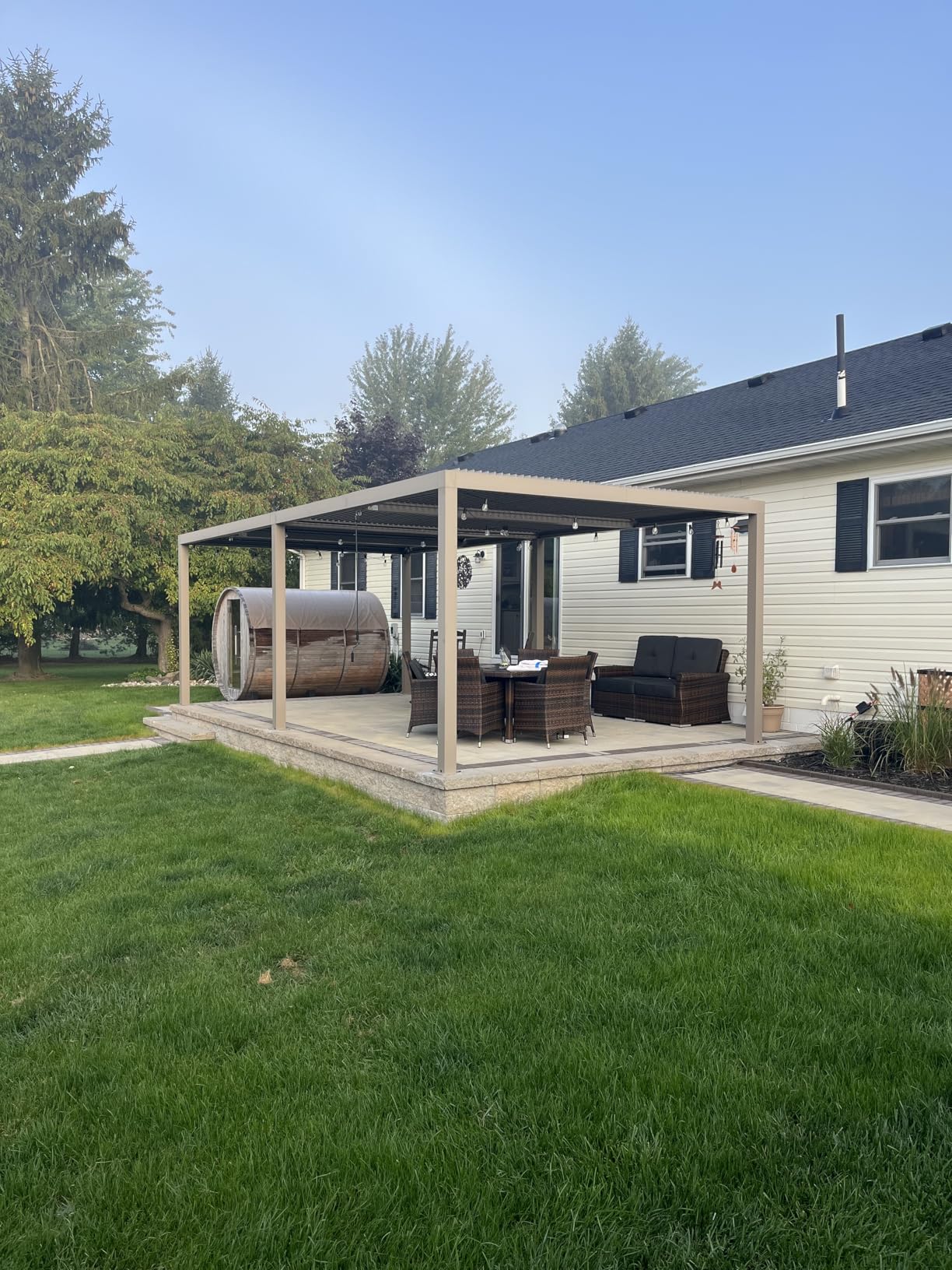 PURPLE LEAF 10' X 15' Louvered Pergola Durable Aluminum Adjustable Louvers | Premium Champagne Aluminum Frame, Independent Adjustable Roofs,Heavy Duty Frame, Integrated Drainage System,Protection Plan customer photo 1