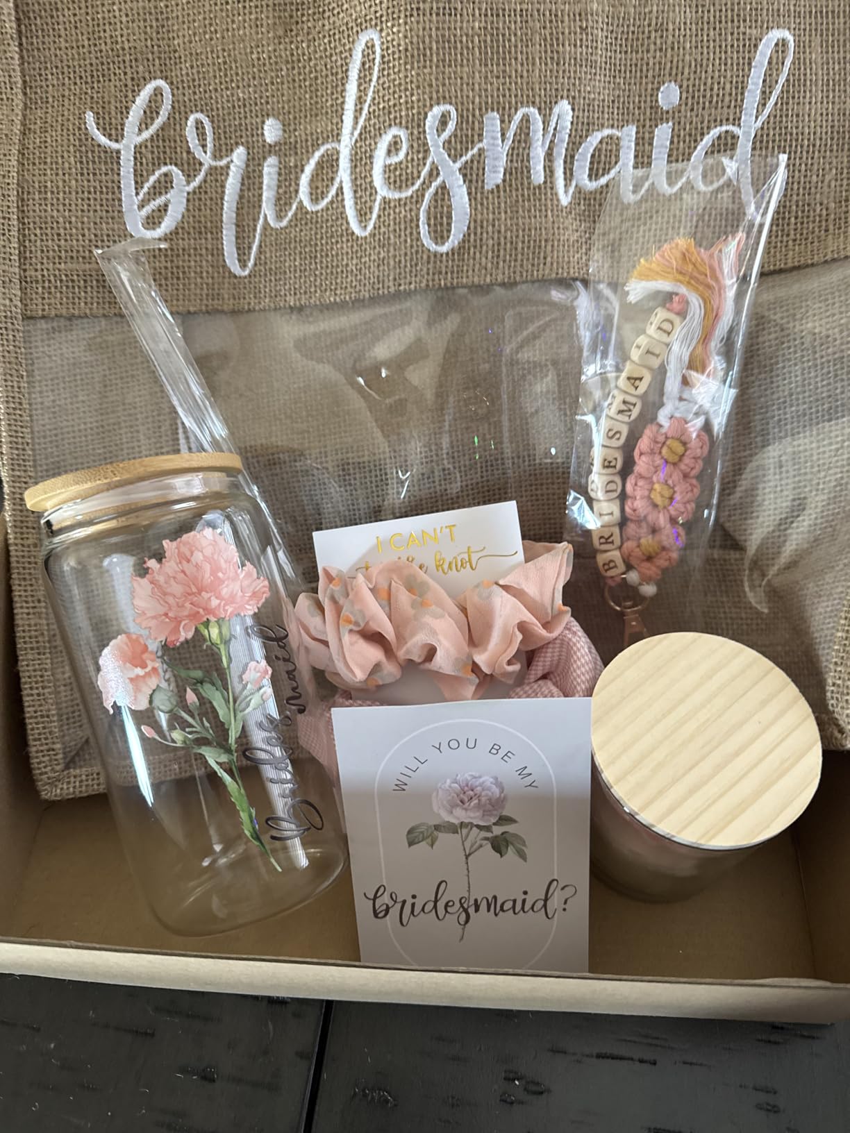 Bridesmaid Gifts,Bridesmaids Proposal Bag,Will You Be My Bridesmaid,Bridesmaids Tote Bag Glass Cup Proposal Gifts customer photo 2