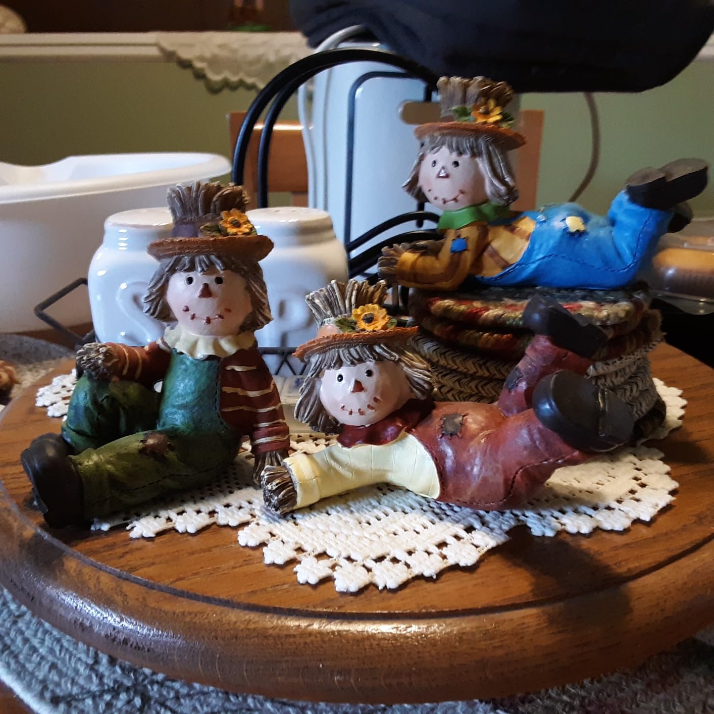 Valery Madelyn Scarecrow Fall Decorations for Home 3 Pcs Resin Thanksgiving Decorations Garden Pumpkins Figurines for Autumn Harvest Porch Tiered Tray customer photo 1