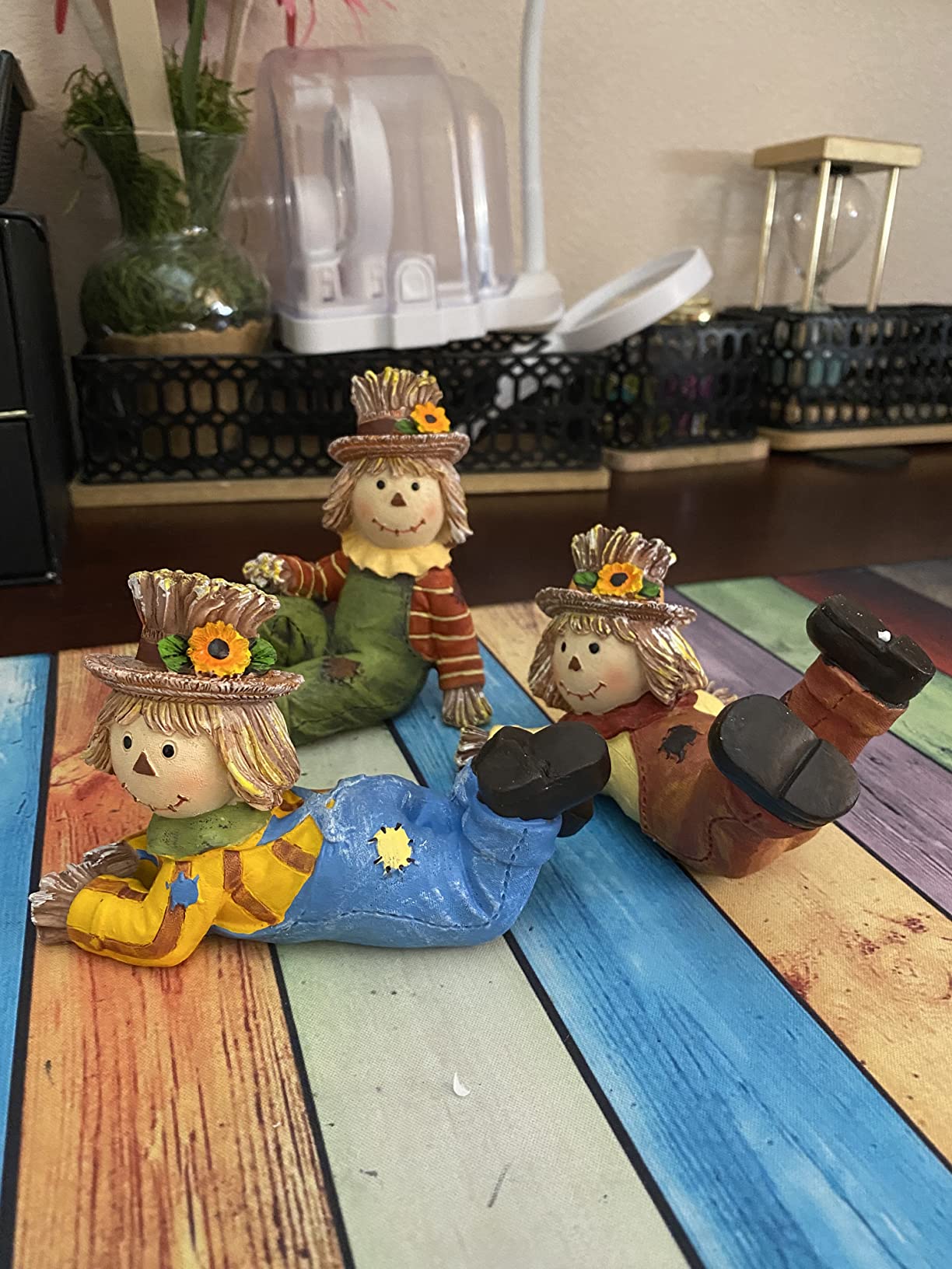 Valery Madelyn Scarecrow Fall Decorations for Home 3 Pcs Resin Thanksgiving Decorations Garden Pumpkins Figurines for Autumn Harvest Porch Tiered Tray customer photo 2
