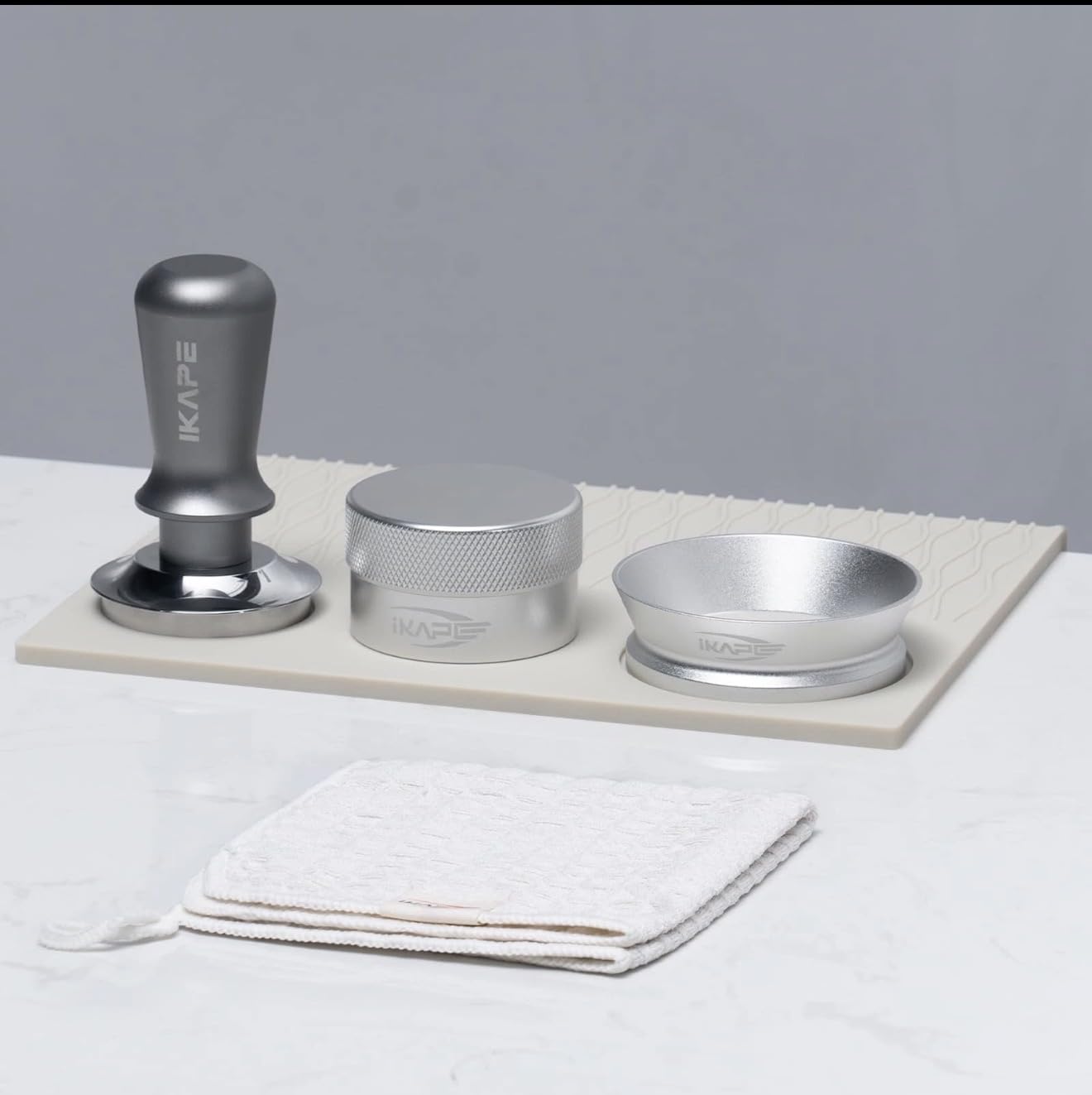 IKAPE 53MM Coffee Tamper Set Black 6 IN 1, Espresso Tool Kit for Making Perfect Shots - Tamper, Distributor, Funnel, Mat, Screen, and Towel customer photo 1