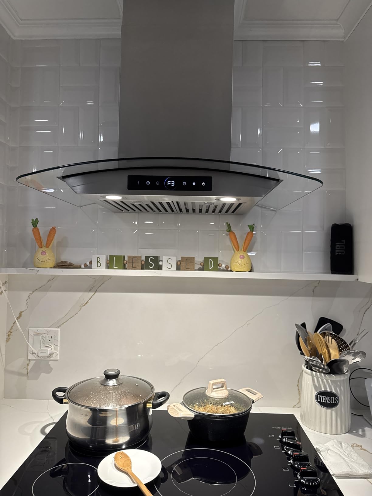Wall Mounted Range Hood 30 Inch, Tempered Glass Model | 1200 CFM, ultra-quiet, easy to clean, ducted installation. Premium feel, stainless steel construction customer photo 1
