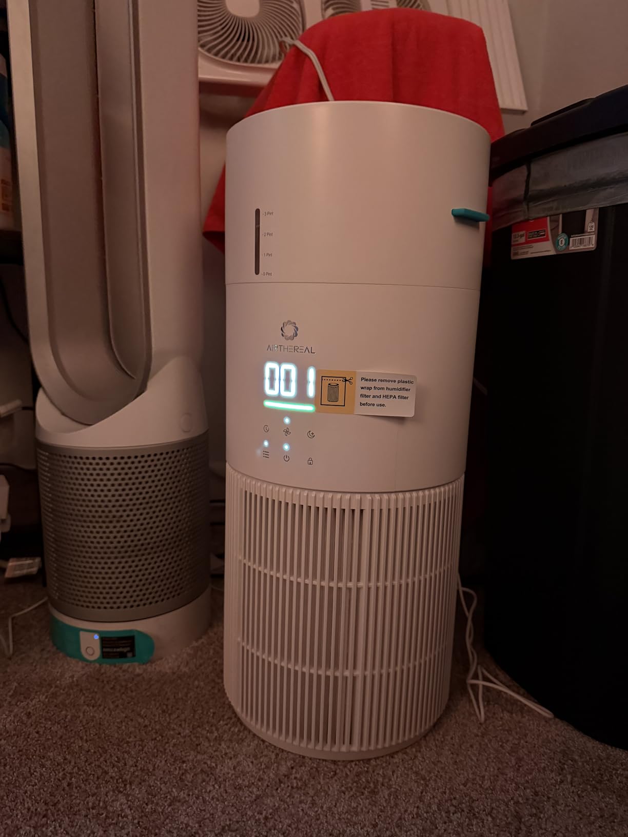AIRTHEREAL 2-in-1 Air Purifier & Humidifier for Large Room Up to 1200 ft² | iF Design Award 2026, 3-Stage Filters, Air Quality Monitor and Quiet Sleep Mode, Evaporative Humidifier with Hygrometer customer photo 1