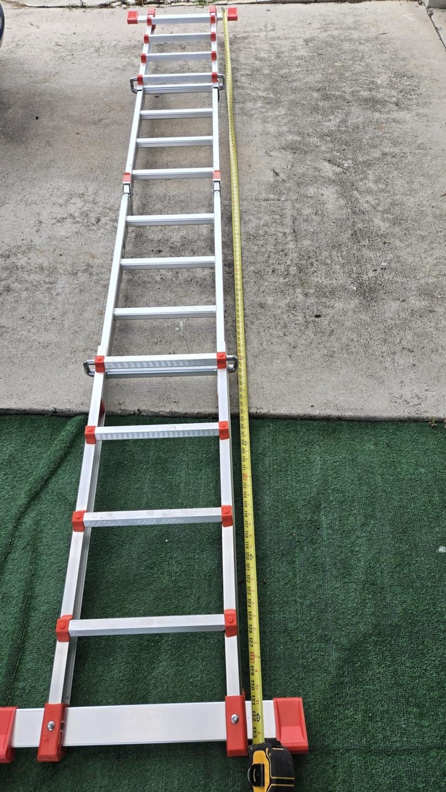 Soctone Ladder, A Frame Extension Ladder, 14 Ft Multi Position Ladder | 330 lbs Weight Rating Telescoping Ladder for Household or Outdoor Work, Multi Position with Stabilizer Bar, Orange customer photo 1