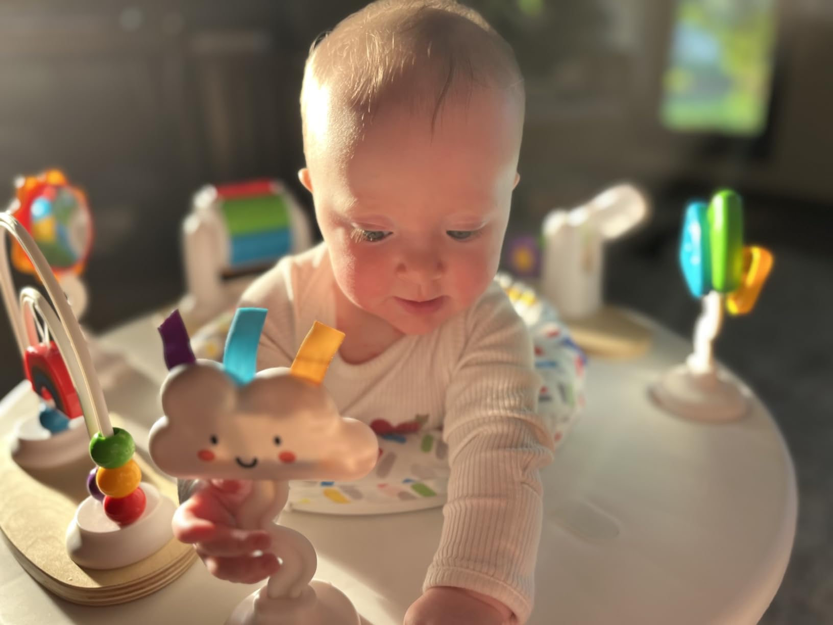 Little Acorn, 4-in-1 Baby Activity Center | Montessori-Inspired Design | 8 Interactive Toys | Tummy Time, Exersaucer & Toddler Table | Shower Gift | Essential (Sun) customer photo 1