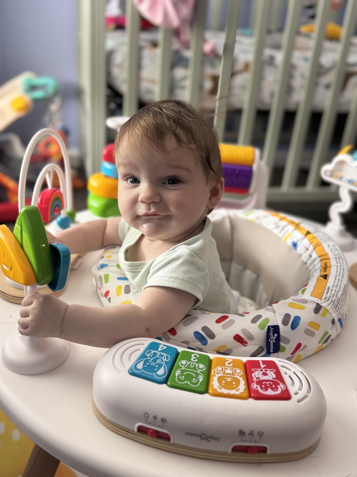 Little Acorn, 4-in-1 Baby Activity Center | Montessori-Inspired Design | 8 Interactive Toys | Tummy Time, Exersaucer & Toddler Table | Shower Gift | Essential (Sun) customer photo 2