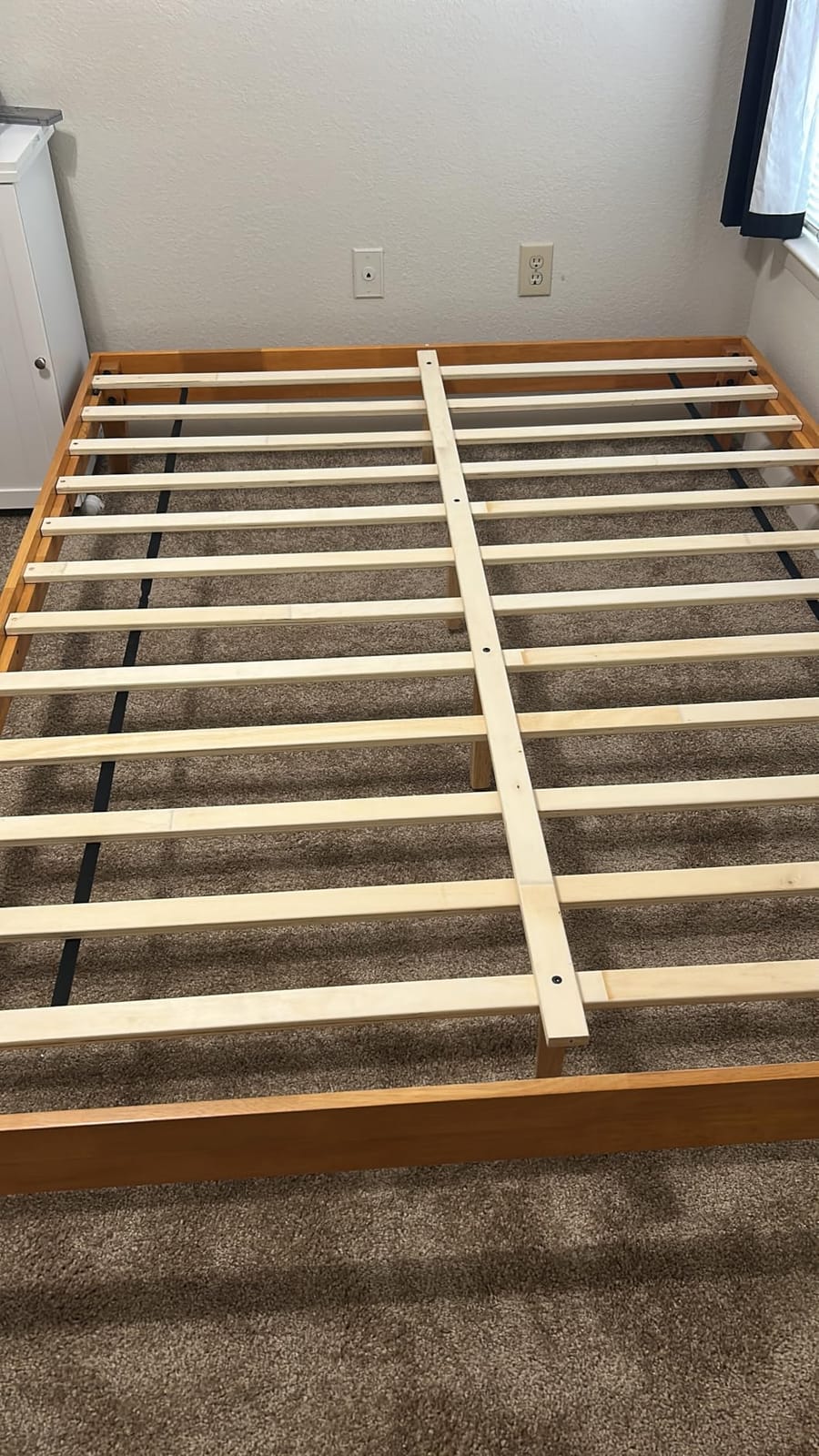 Yaheetech Queen Size Solid Wood Platform Bed Frame Low-Profile Dark Walnut | Sturdy rubberwood frame with 12 plywood slats offers solid support, assembles easily, and stays quiet, no box spring needed customer photo 1