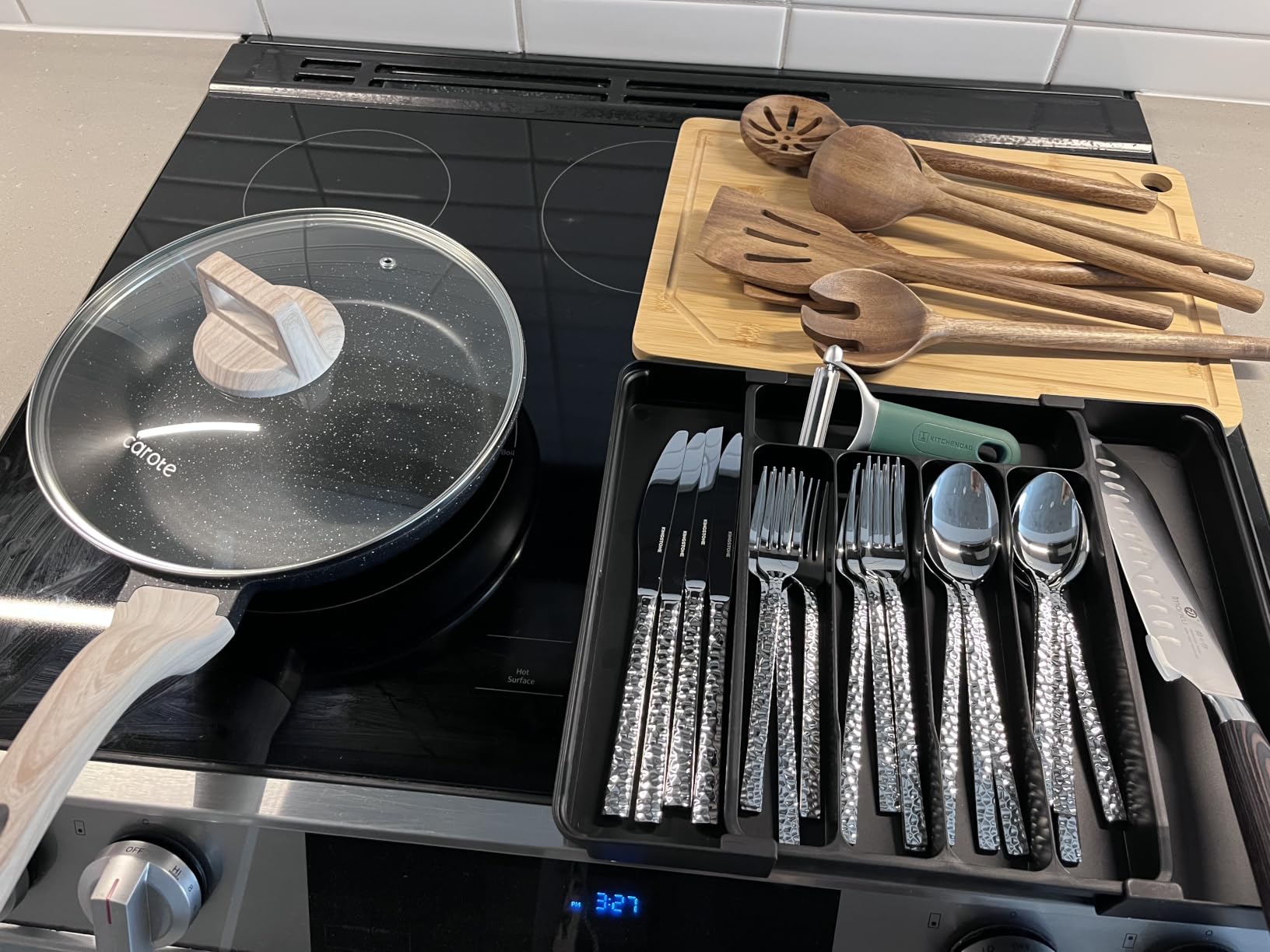 30 Piece Hammered Silverware Set, 18/10 Stainless Steel Flatware Set for 6 | KINGSTONE Mirror Polished Knives Forks Spoons Utensils, Cutlery Set for Home, Party, Wedding, Housewarming, Dishwasher Safe customer photo 2