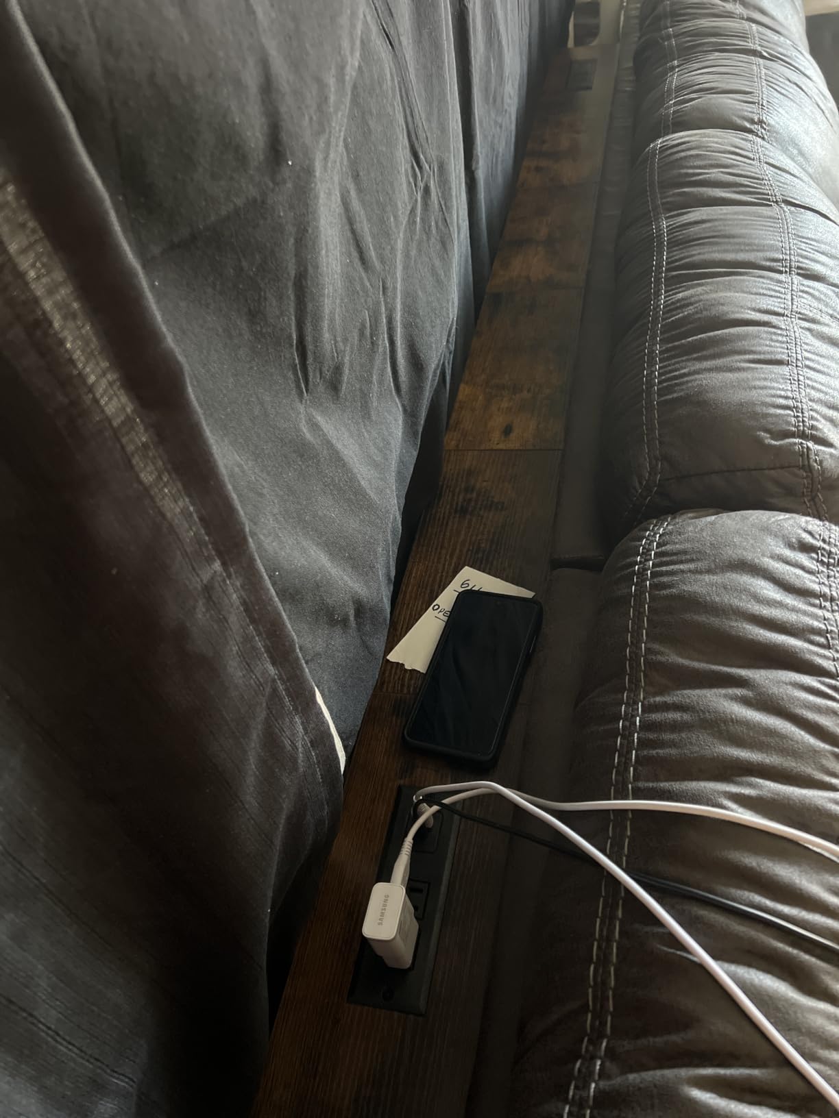 SUPERJARE 78.8 inch Narrow Behind Couch Table with 2 Charging Stations | 2 AC Outlets with USB-C Ports, Extra Storage Behind Sofa, Sofa Table Console Table for Entryway Living room, Rustic Brown customer photo 2