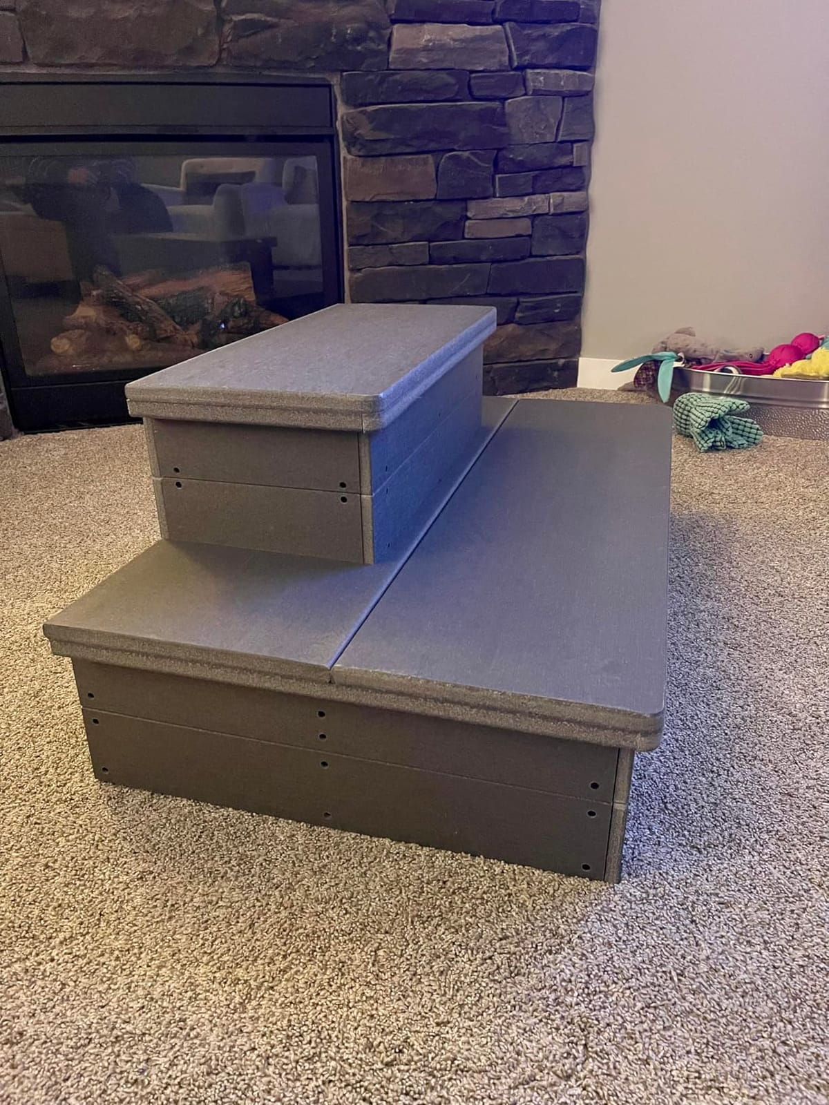 Heavy Duty Hot Tub Steps with Storage - Waterproof, Non-Slip & No Maintenance - Large 700LBS Load Capacity - Multi Angle Access - Ideal for Spa Steps, Hot Tub Stairs - Gray Spa Step for Outdoor customer photo 1