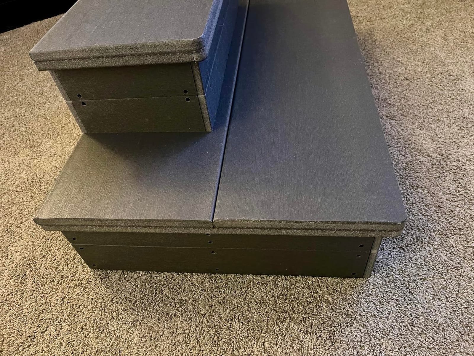 Heavy Duty Hot Tub Steps with Storage - Waterproof, Non-Slip & No Maintenance - Large 700LBS Load Capacity - Multi Angle Access - Ideal for Spa Steps, Hot Tub Stairs - Gray Spa Step for Outdoor customer photo 2