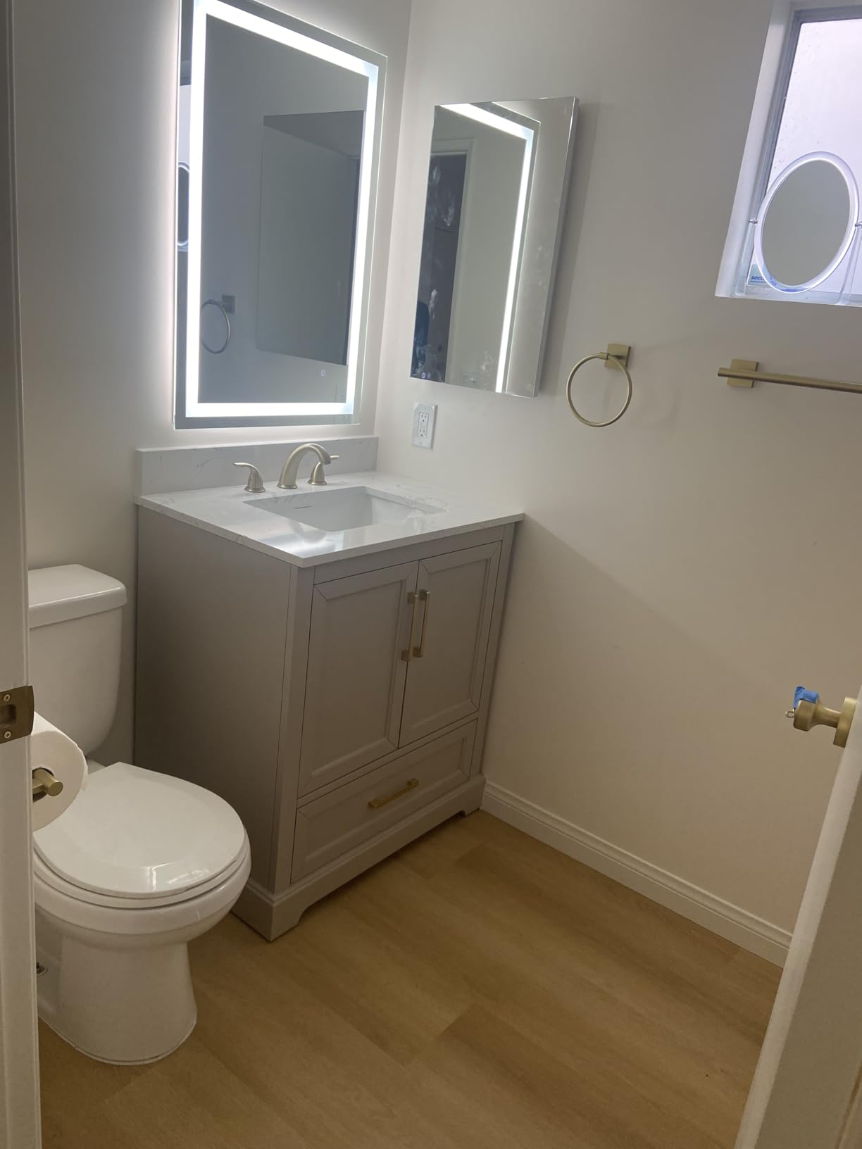 48 Inch Bathroom Vanity with Sink Combo, Solid Wood Frame with Stone Top & Backsplash, Fully-Assembled with Soft-Closing Doors & 7 Drawers, Greige customer photo 1