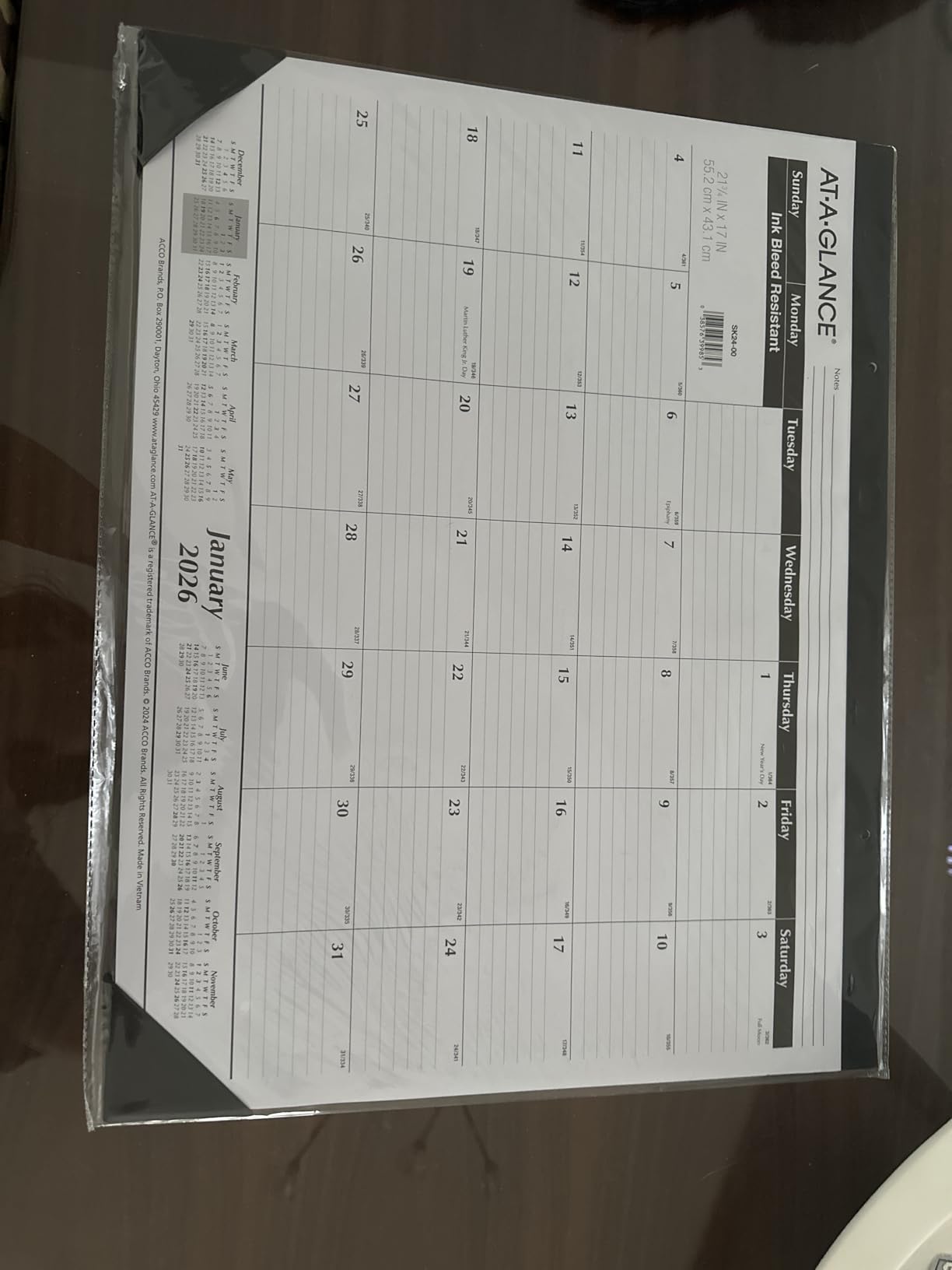AT-A-GLANCE 2026 Desk Calendar, Monthly, Desk Pad, 21-3/4