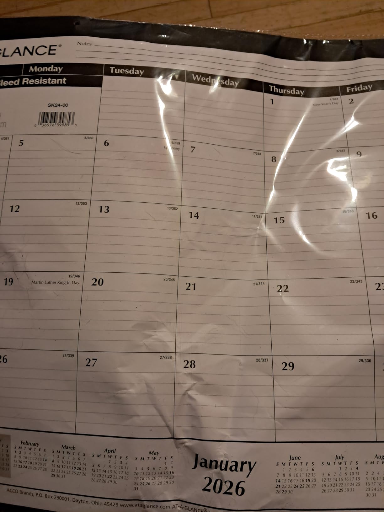 AT-A-GLANCE 2026 Desk Calendar, Monthly, Desk Pad, 21-3/4