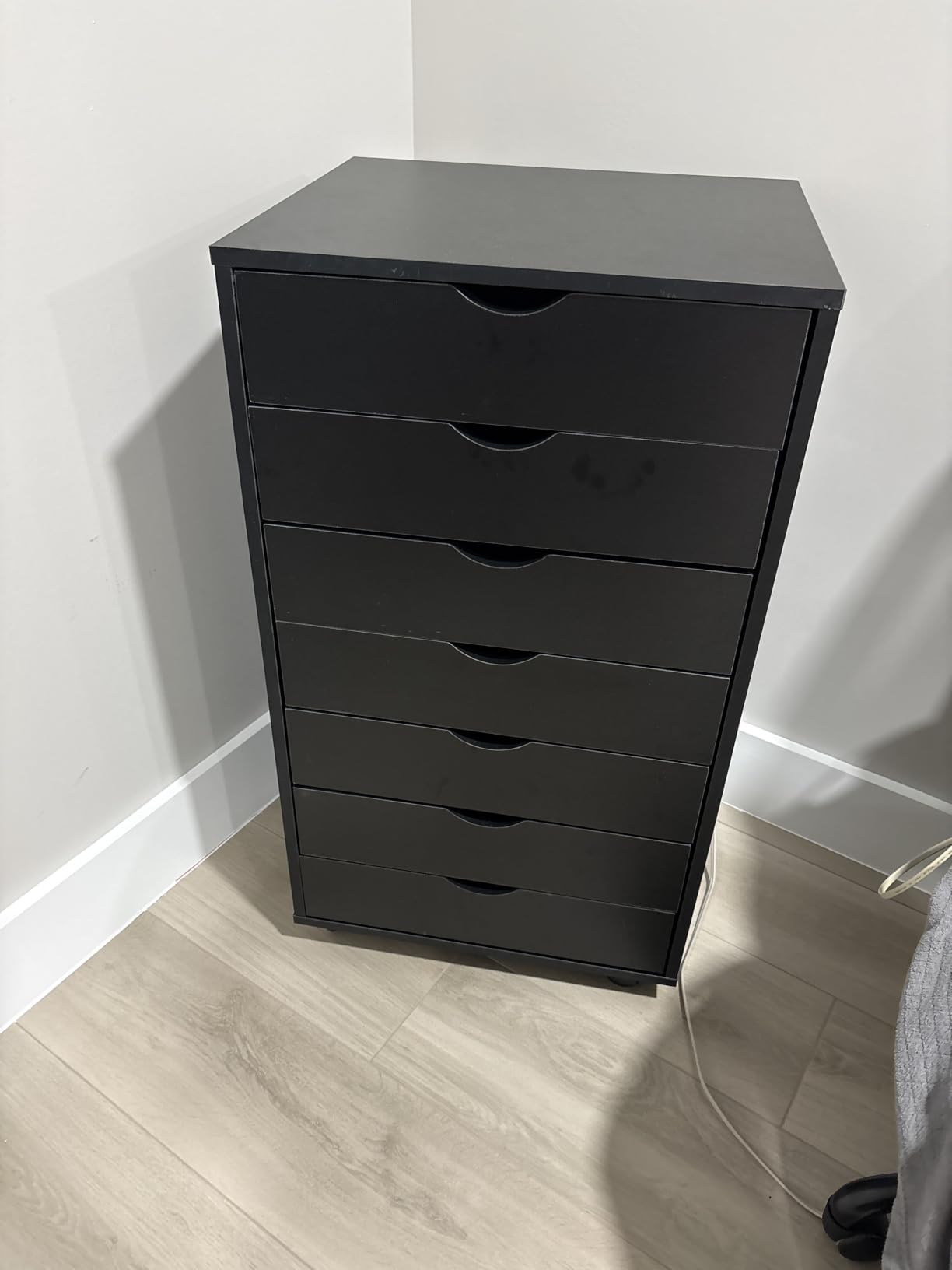 OLIXIS 7 Drawer File Cabinet on Wheels, Printer Stand, Fits Under Desks, Wood Storage Organization for Home Office, Black customer photo 1