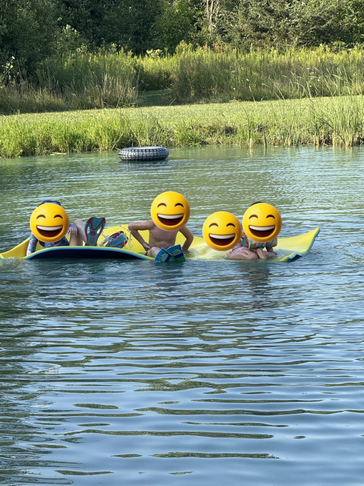 Lily Pad Floating Mat, Floating Mat for Lake - 3-Layer High Density Tear-Resistant XPE Foam with 16.4' Elastic Bungee Tether customer photo 2