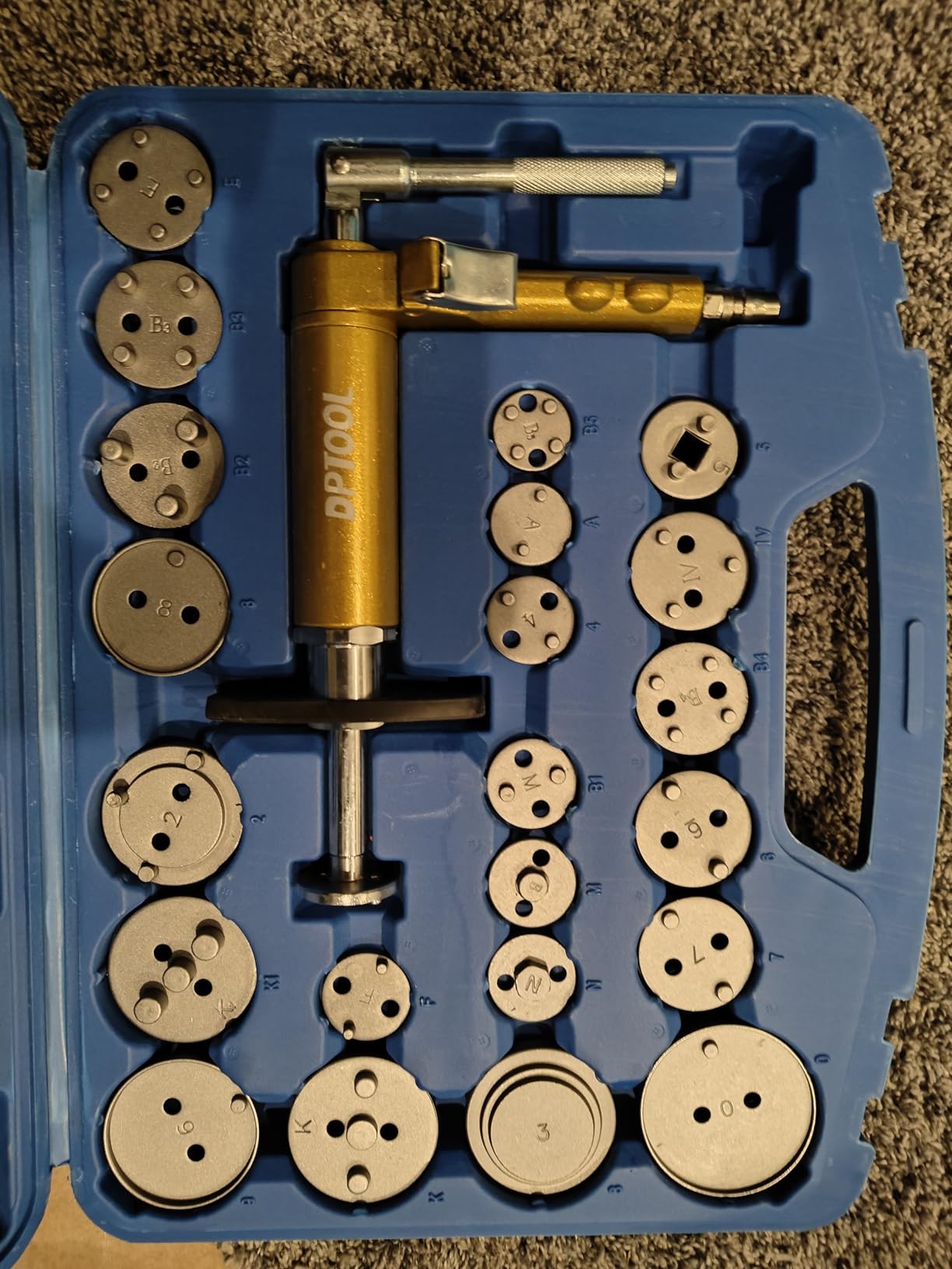 DPTOOL 23Pc Pneumatic Brake Caliper Compression Tool Kit | Air Brake Caliper Piston Pad Wind Back Adjustment Tool with 22pc Adapters customer photo 1
