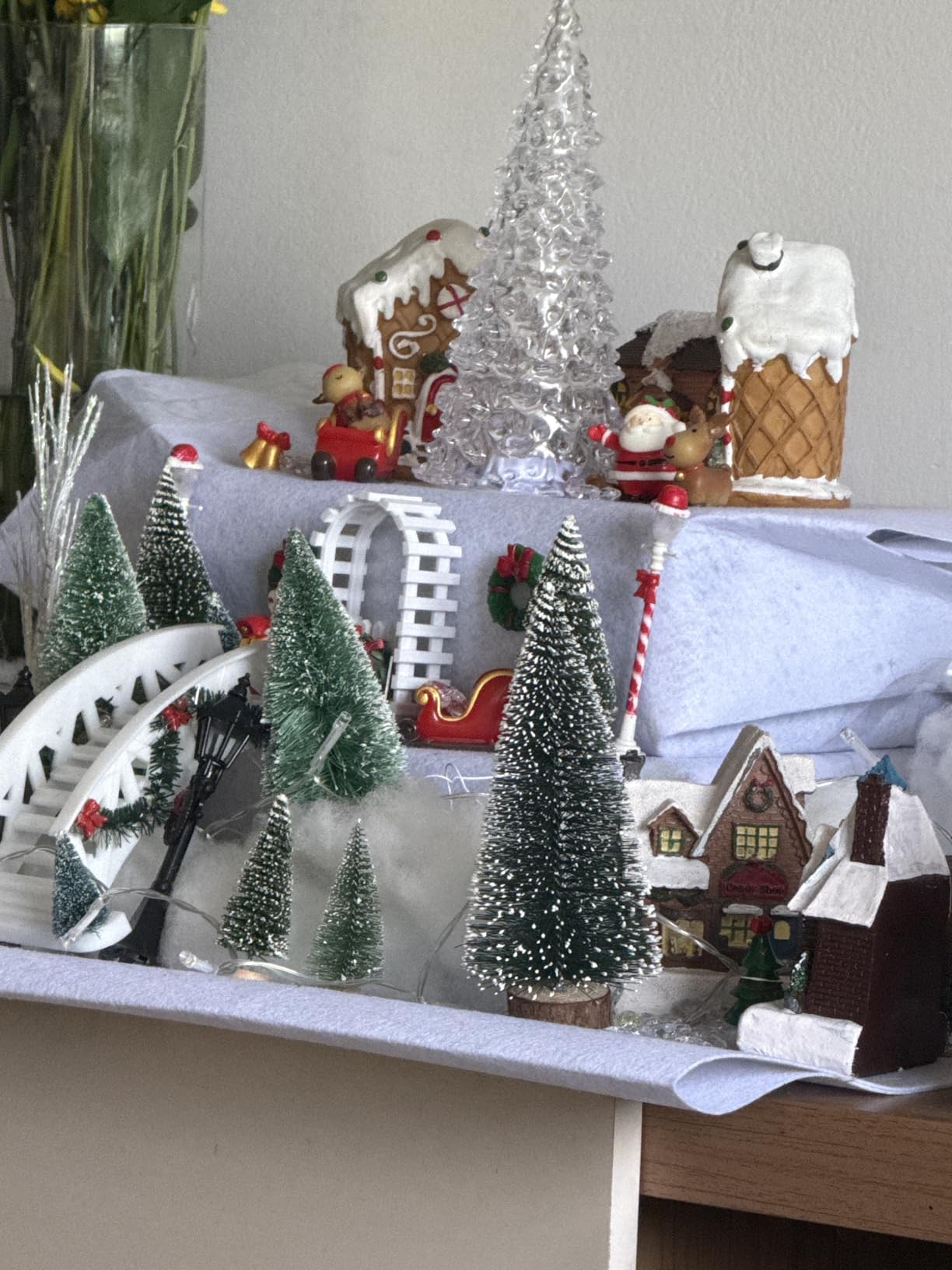 24Pcs Christmas Village Sets,Christmas Village Houses with LED Light, Christmas Town Scene Figurines Building Sets, Christmas Home Decor Collection Buildings customer photo 2