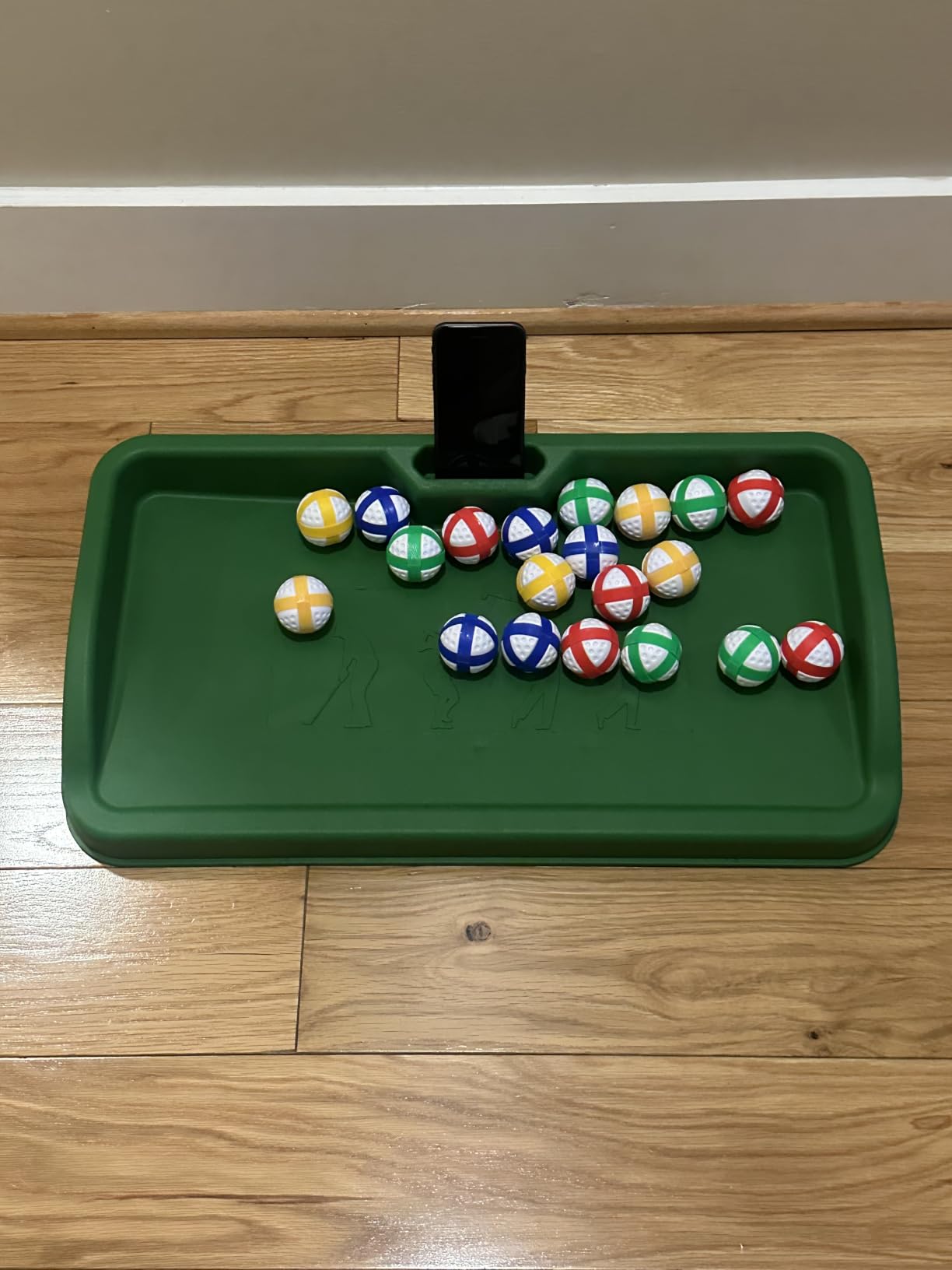 DCQ Commercial Golf Ball Tray with Cell Phone Holder - 100 Ball Capacity, Heavy-Duty Rubber, Compatible with All Golf Hitting Mats - Indoor & Outdoor Training Golf Ball Holder for Mat customer photo 2