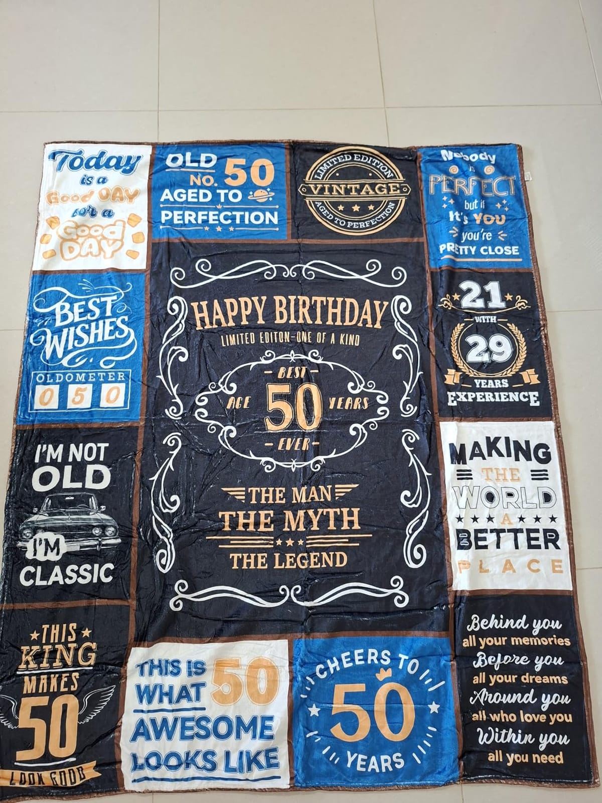 50th Birthday Gifts for Men, 1976 Birthday Gift for Him | 50 Year Old Flannel Throw Blanket 50
