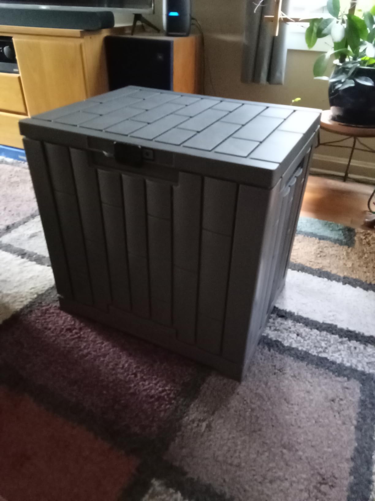 EAST OAK 120 Gallon Outdoor Storage Box | Large Resin Deck Box with Reinforced Stainless Steel Support | Waterproof & UV-Resistant Patio Storage Box for Cushions, Garden Tools & Accessories, Grey customer photo 1