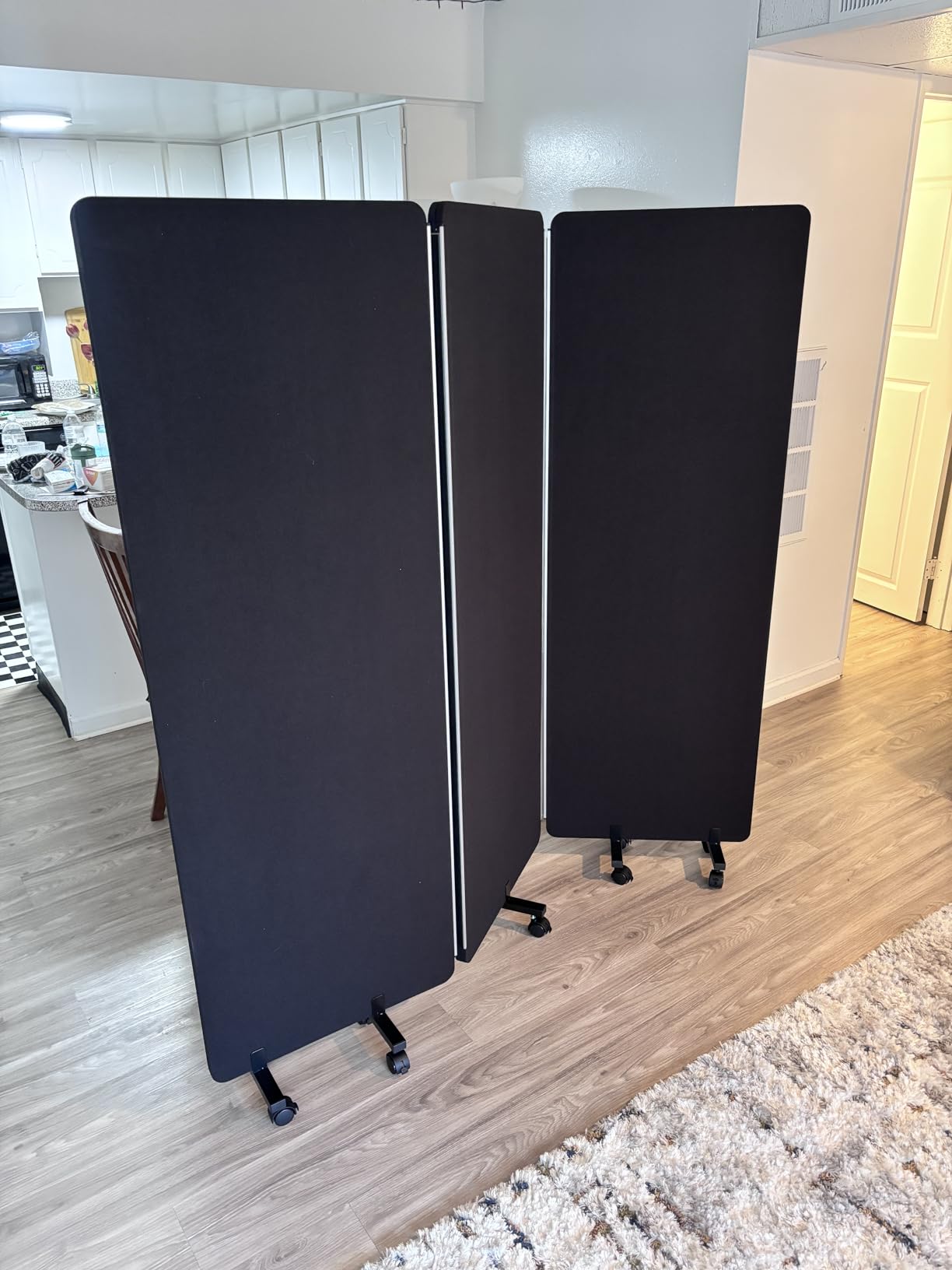 Portable Wall Divider for Room Partition, Office Acoustic Privacy Panel | Freestanding Cubicle Wall, (Zipper-connected & Freely Combinable), 3 Panel-72''W x 66''H, Room Divider with Wheels for Office customer photo 1