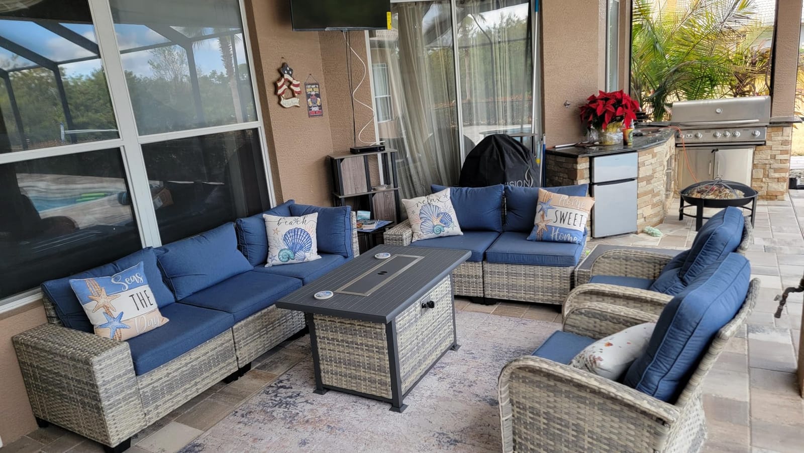 Outdoor Patio Furniture Set PE Wicker Rattan Outdoor Sectional Sofa | Patio Conversation Set with Rocking Swivel Chair, Chunky Arms Coffee Table & Thickened Cushions for Porch 9PCS, Grey customer photo 1