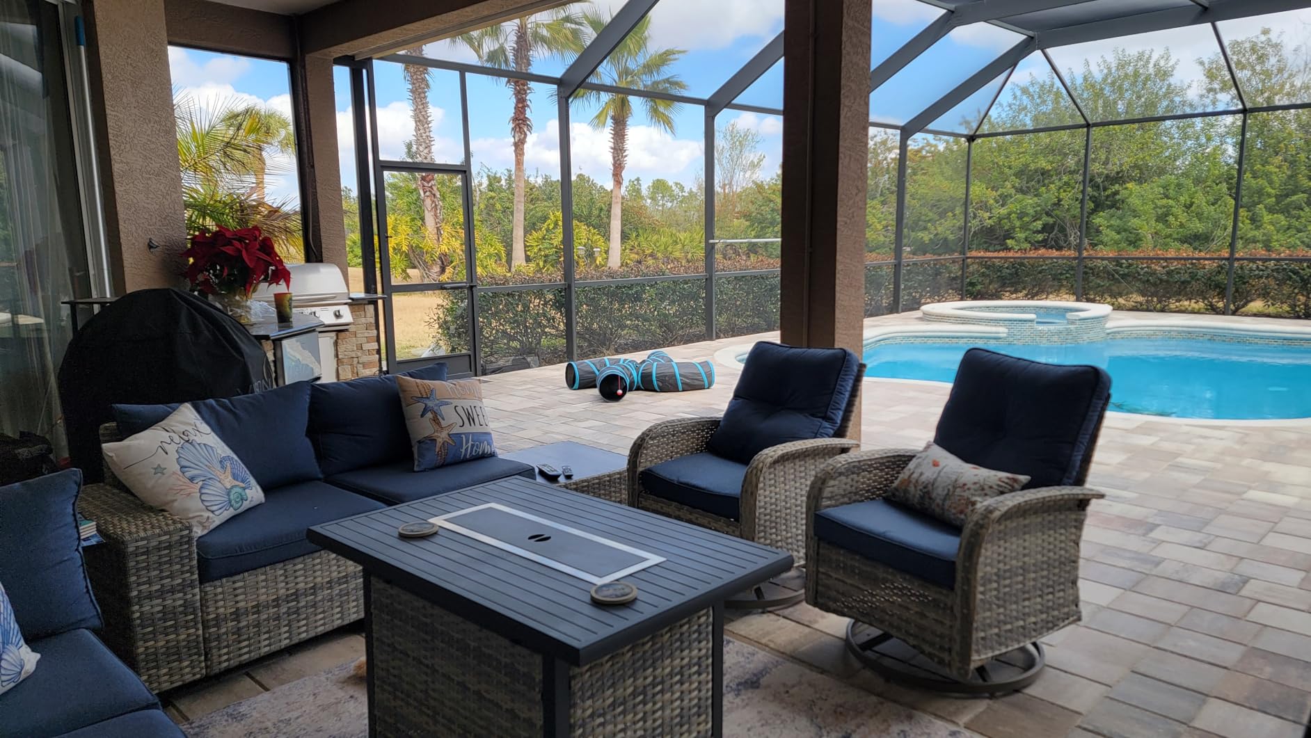 Outdoor Patio Furniture Set PE Wicker Rattan Outdoor Sectional Sofa | Patio Conversation Set with Rocking Swivel Chair, Chunky Arms Coffee Table & Thickened Cushions for Porch 9PCS, Grey customer photo 2