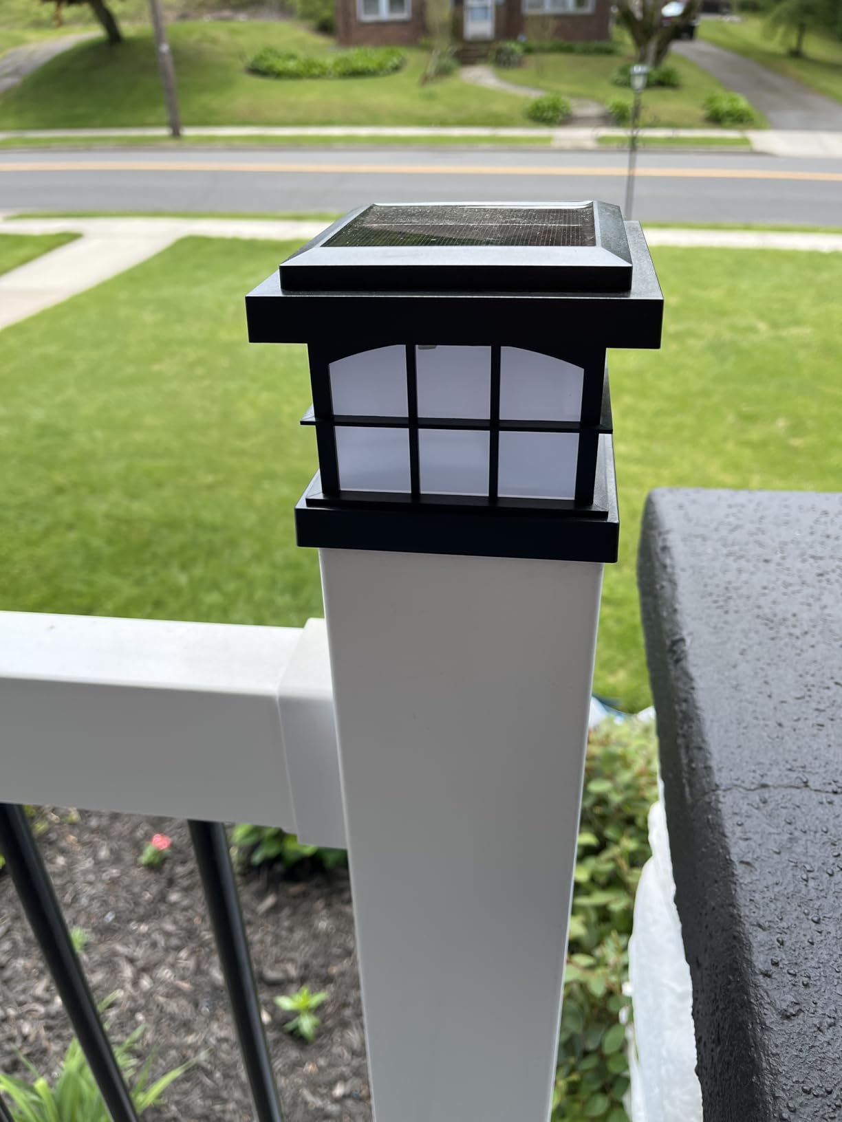 PARTPHONER RGBCW Solar Post Cap Lights 12-Pack, 9 Colors 3 Modes Fence Cap Lights, Bright Solar Outdoor Waterproof LED Deck Lighting for Fence Garden Deck Patio Porch Decor 4x4 Vinyl/Wood, Black customer photo 1